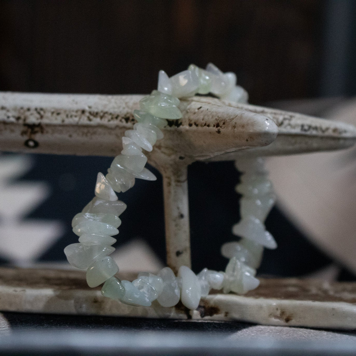 Green Aquamarine Beaded Stretchy Bracelet