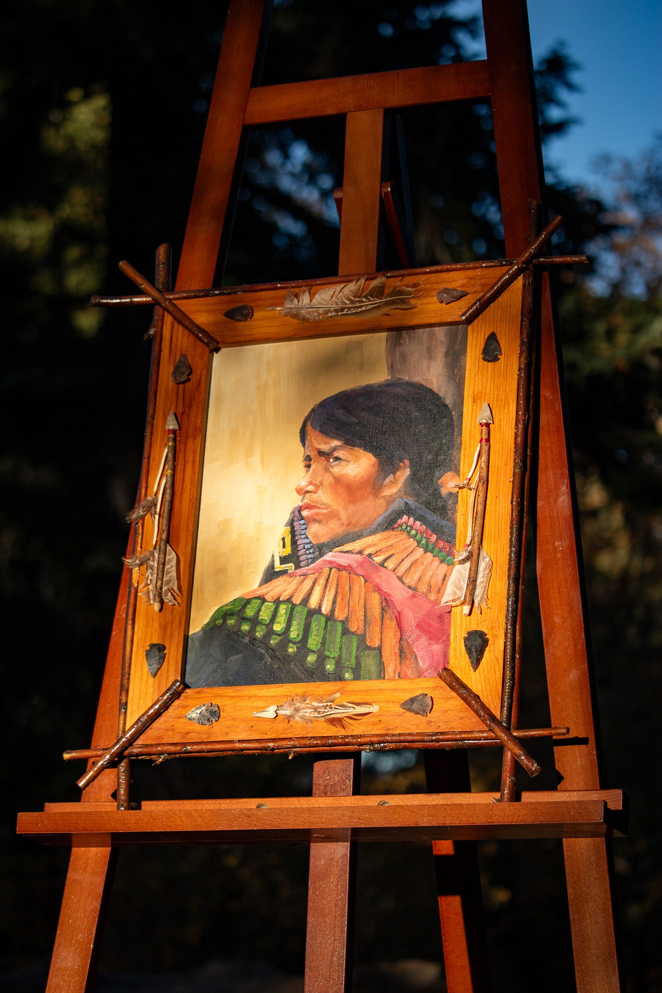 Detailed Portrait Painting of a Native Indian