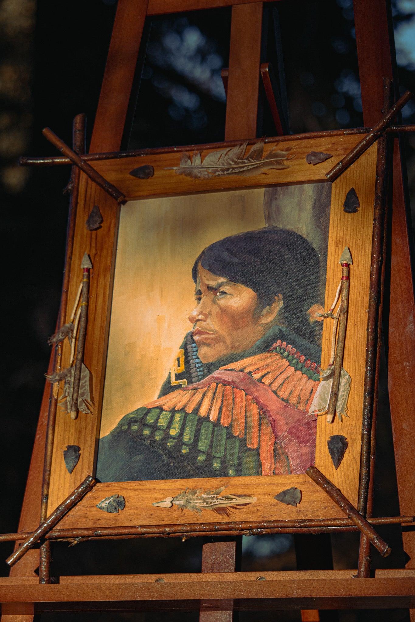 Detailed Portrait Painting of a Native Indian