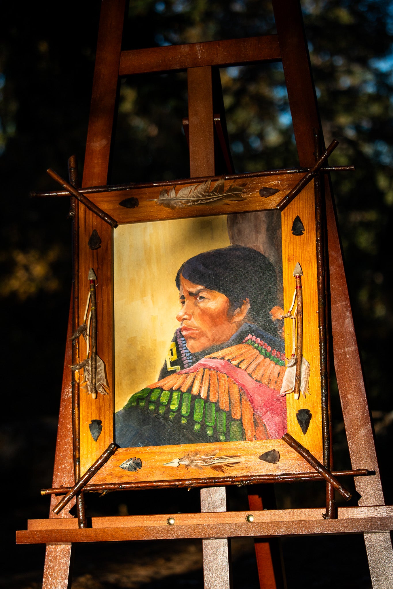 Detailed Portrait Painting of a Native Indian