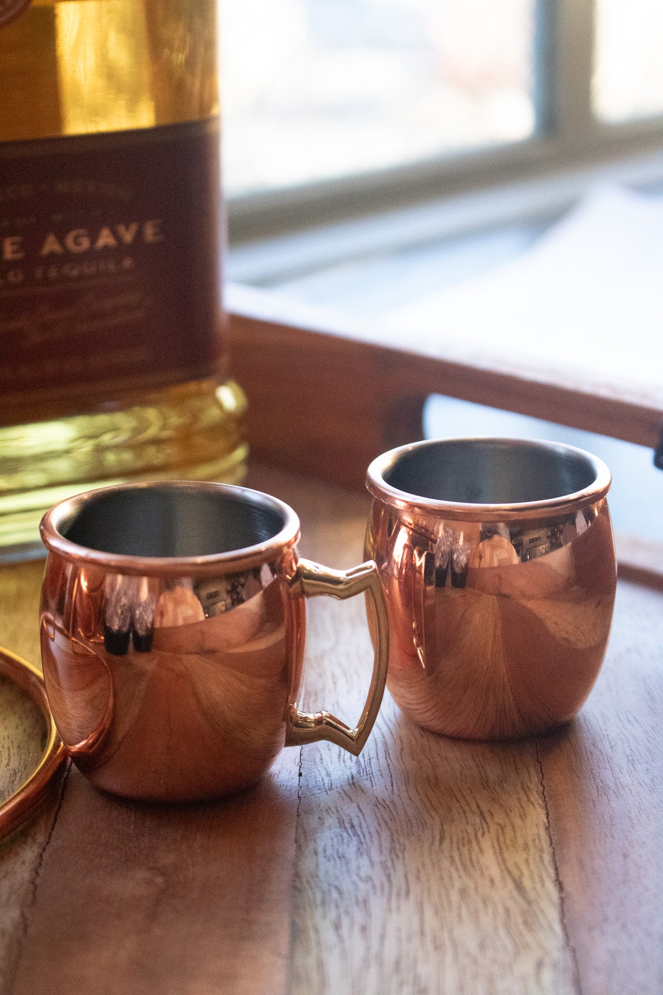 Moscow Mule Mini Copper 4 Piece Shot Cups with Display Stand