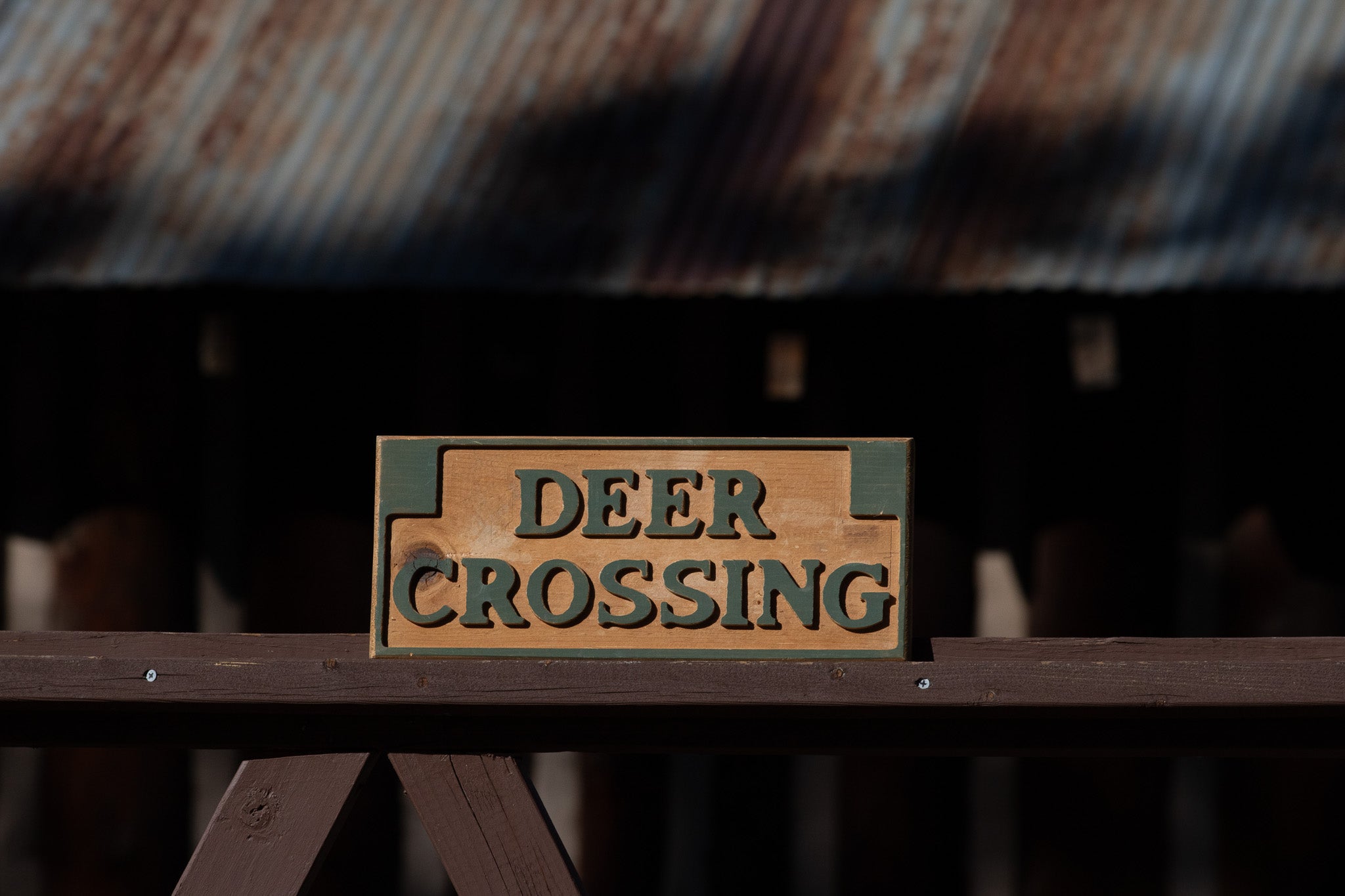 "Deer Crossing" Wooded Hand Carved Sign