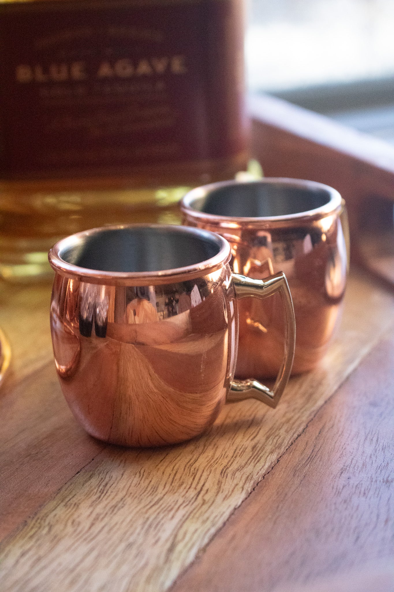 Moscow Mule Mini Copper 4 Piece Shot Cups with Display Stand