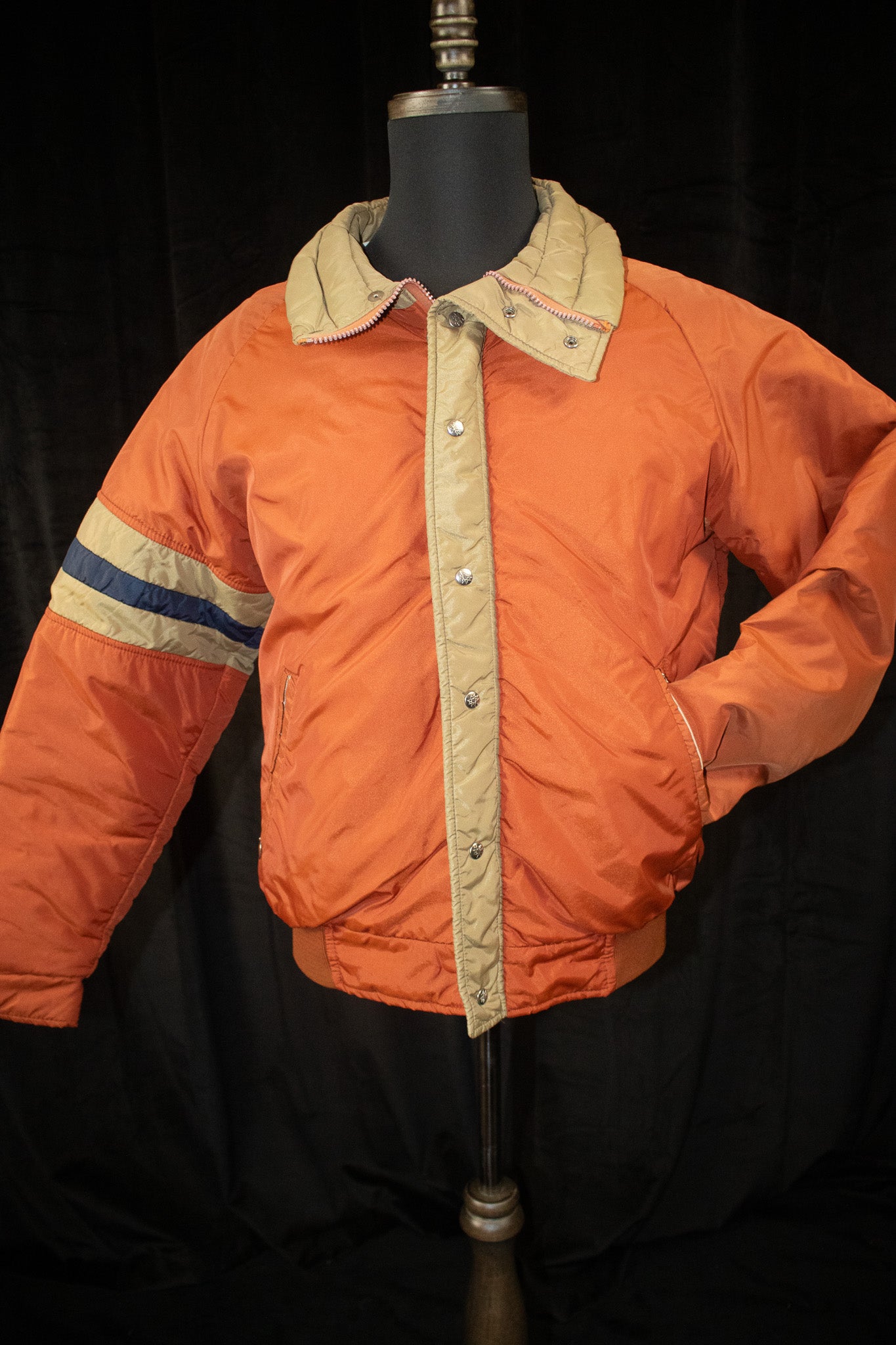 Vintage 80s Alpine Design Nylon Bomber Jacket L Orange/Khaki