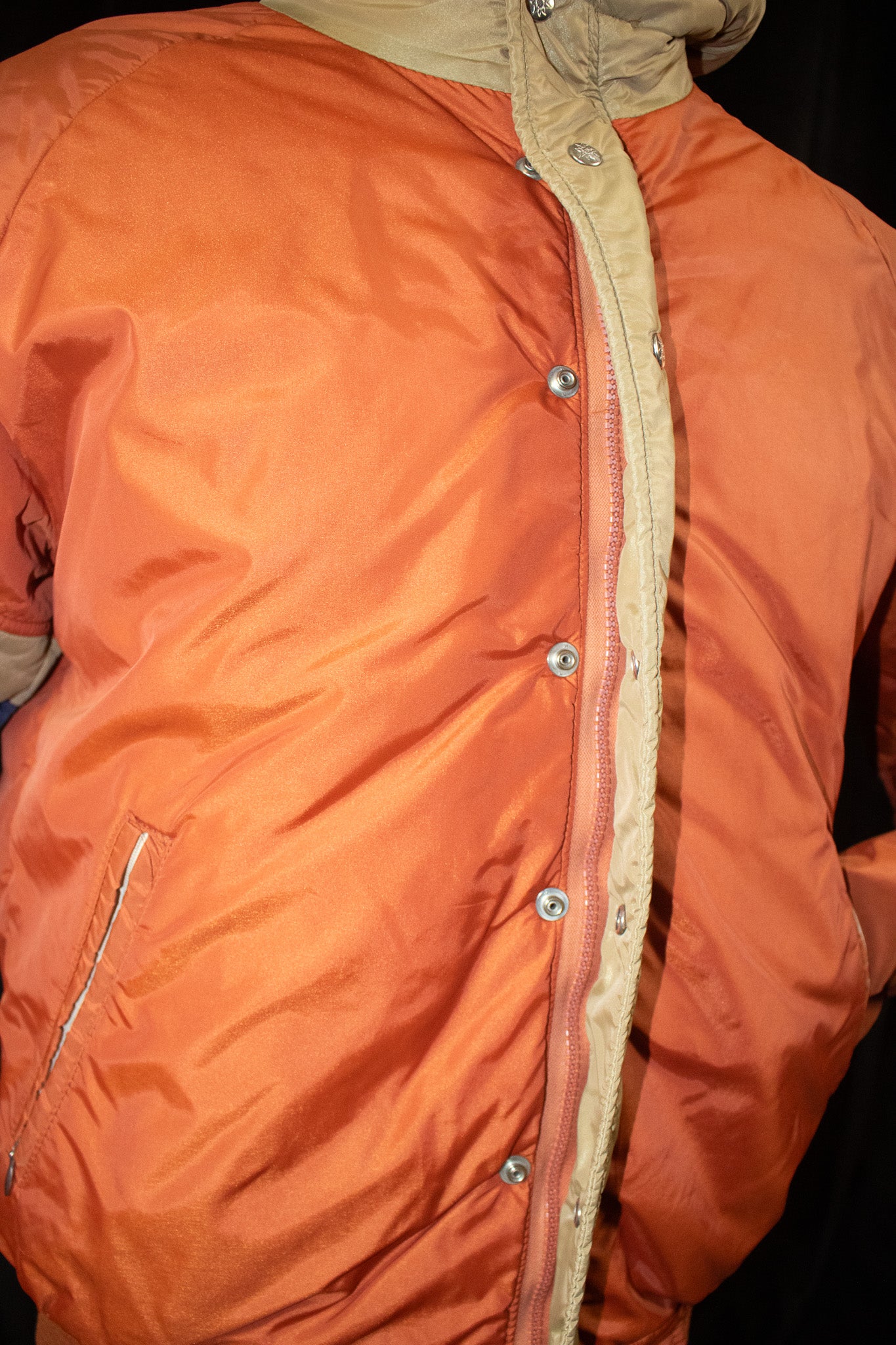 Vintage 80s Alpine Design Nylon Bomber Jacket L Orange/Khaki