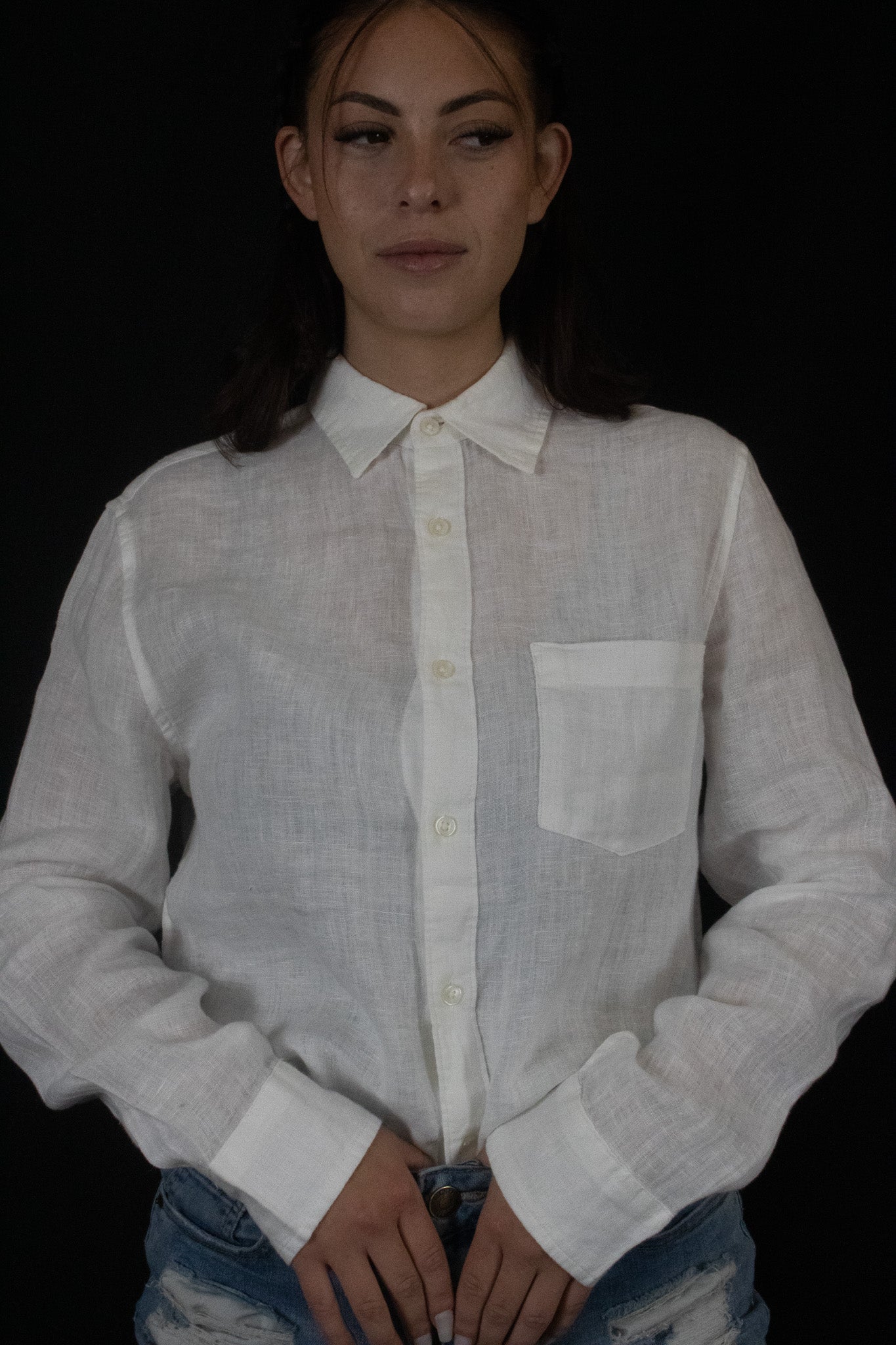 Panama Jack Long-Sleeve 100% Linen White Button-Up Shirt