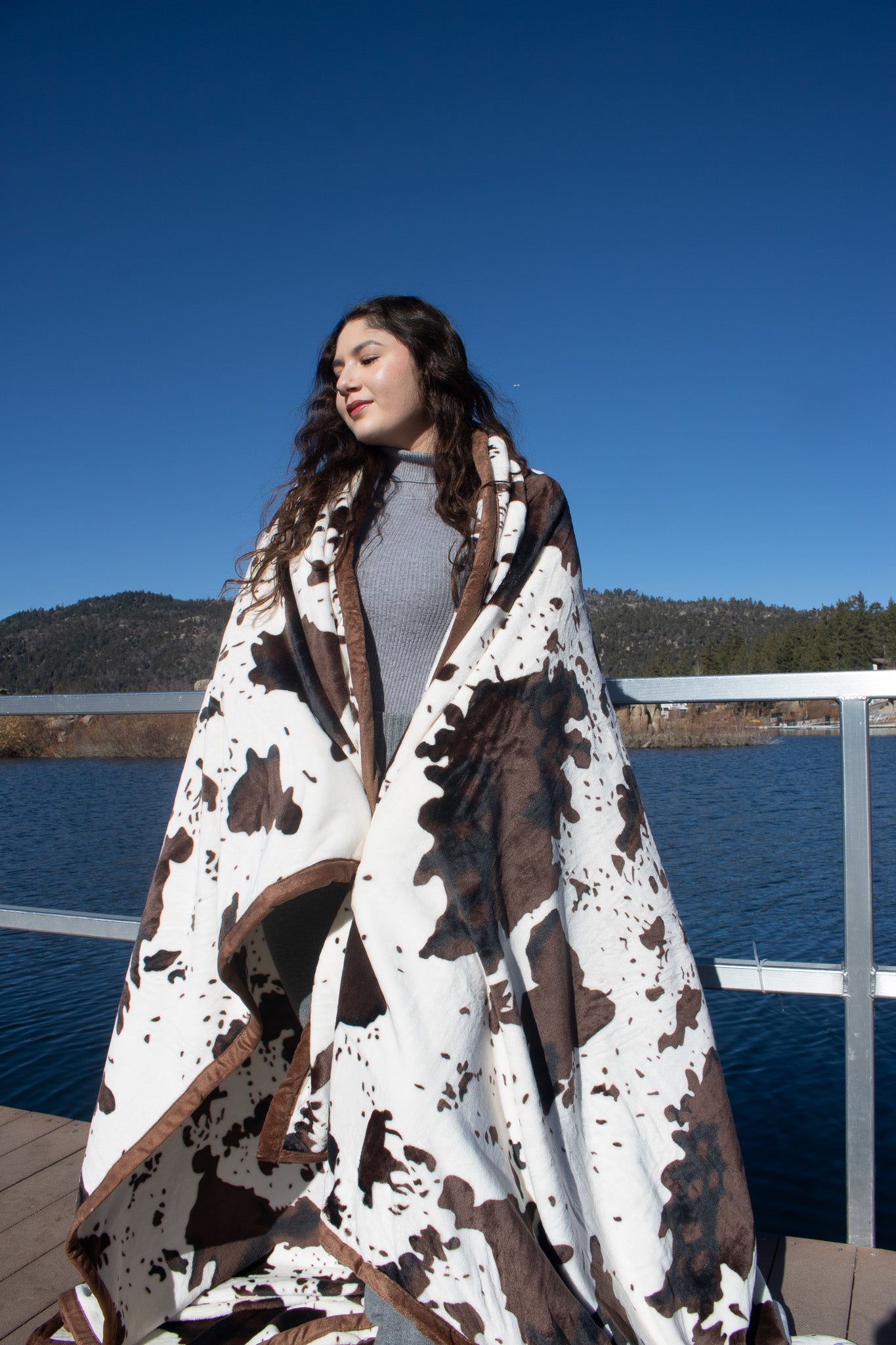 Soft Cozy Double Sided Cow Hide Style Print Flannel Fleece Blanket