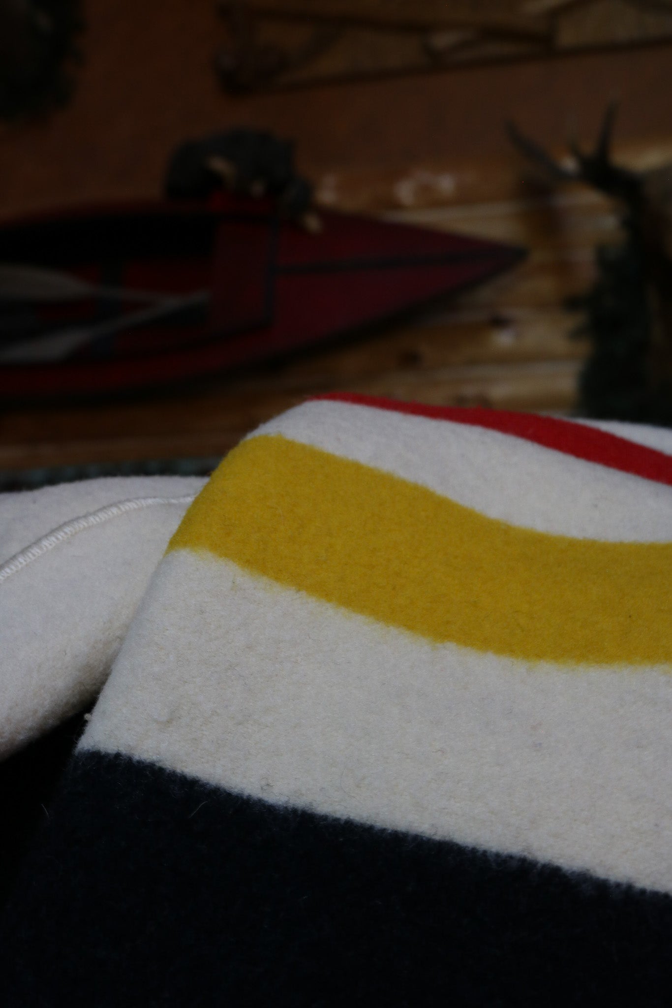 Hudson's Bay Point Wool Blanket Off-White Bold Multi-Colored Stripes