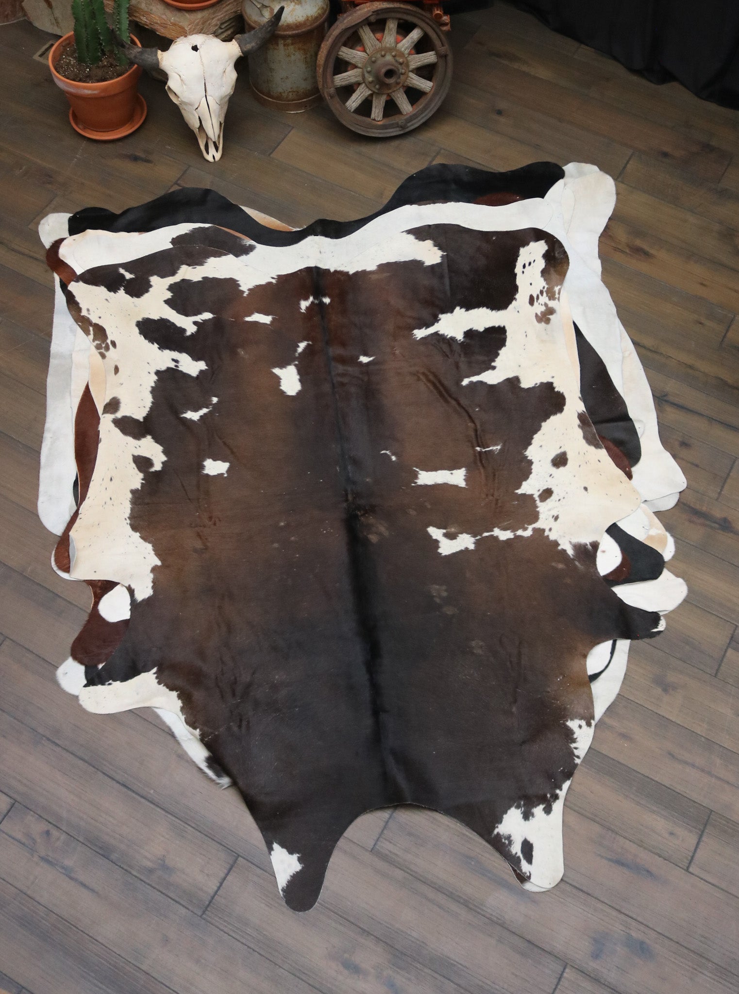 Distinctive Brown and White Cowhide Handcrafted in Brazil