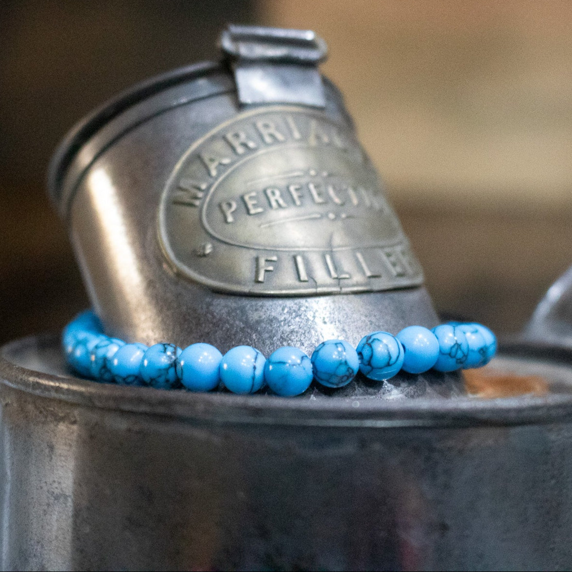 Turquoise Dyed Howlite Beaded Stretchy Bracelet