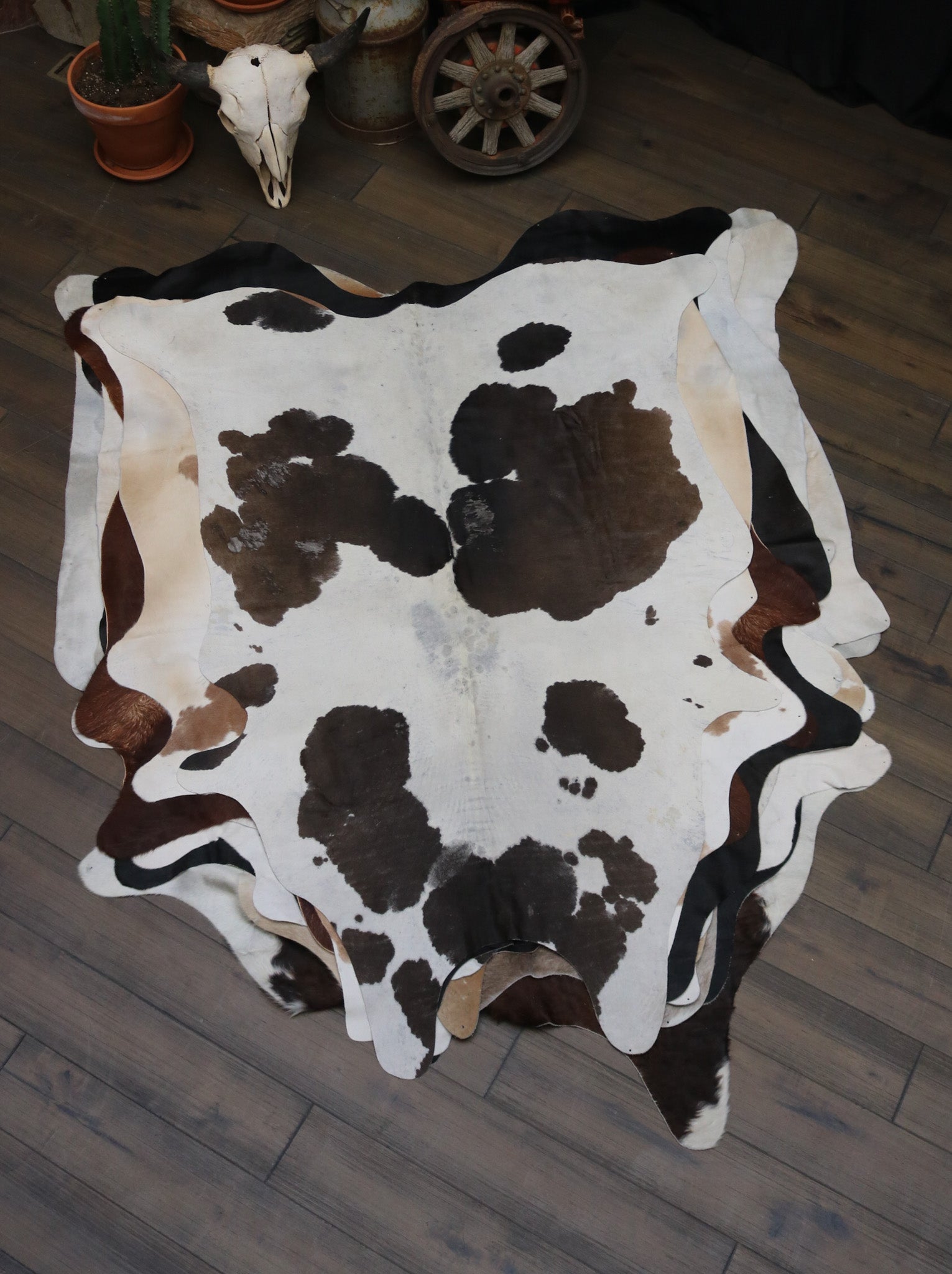 Remarkable Brown and White Cowhide Handmade in Brazil