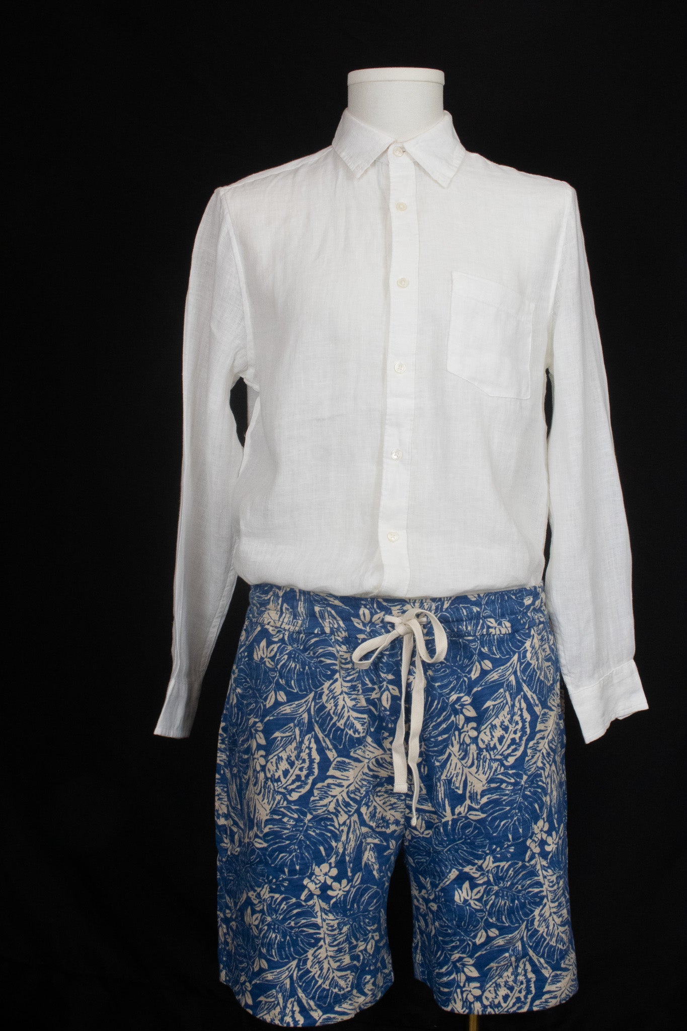 Panama Jack Long-Sleeve 100% Linen White Button-Up Shirt