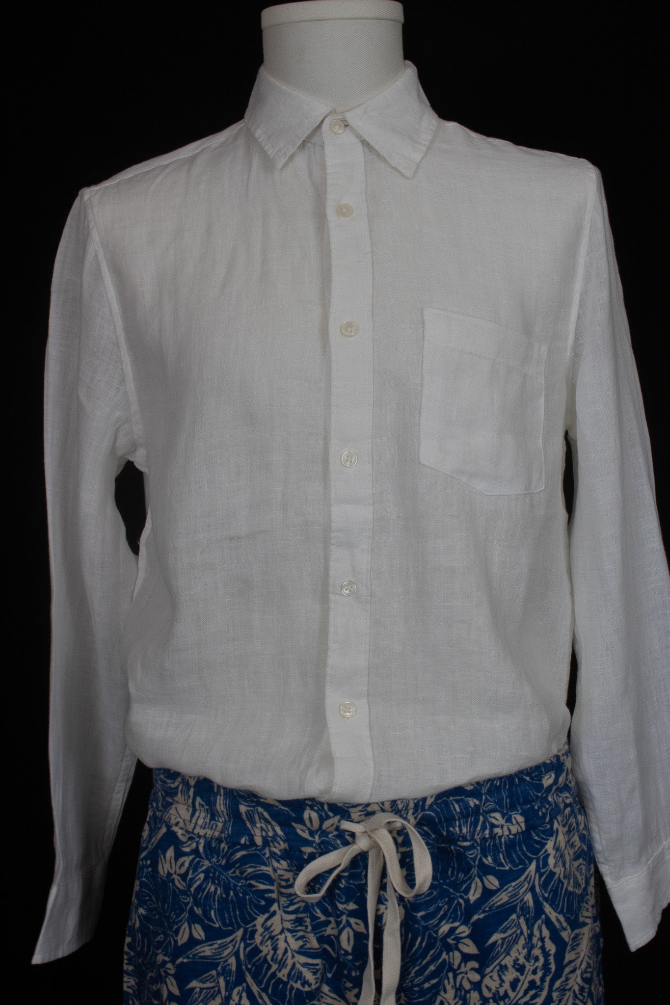 Panama Jack Long-Sleeve 100% Linen White Button-Up Shirt