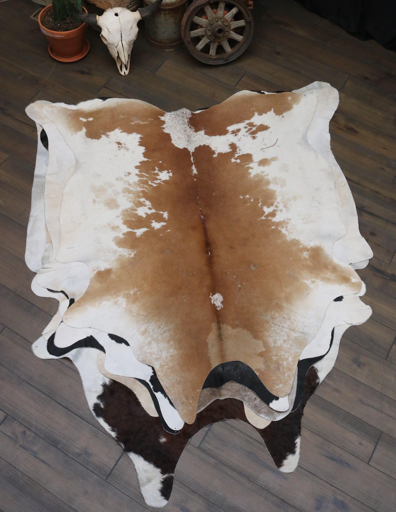 Natural Beige and White Cowhide Handcrafted in Brazil