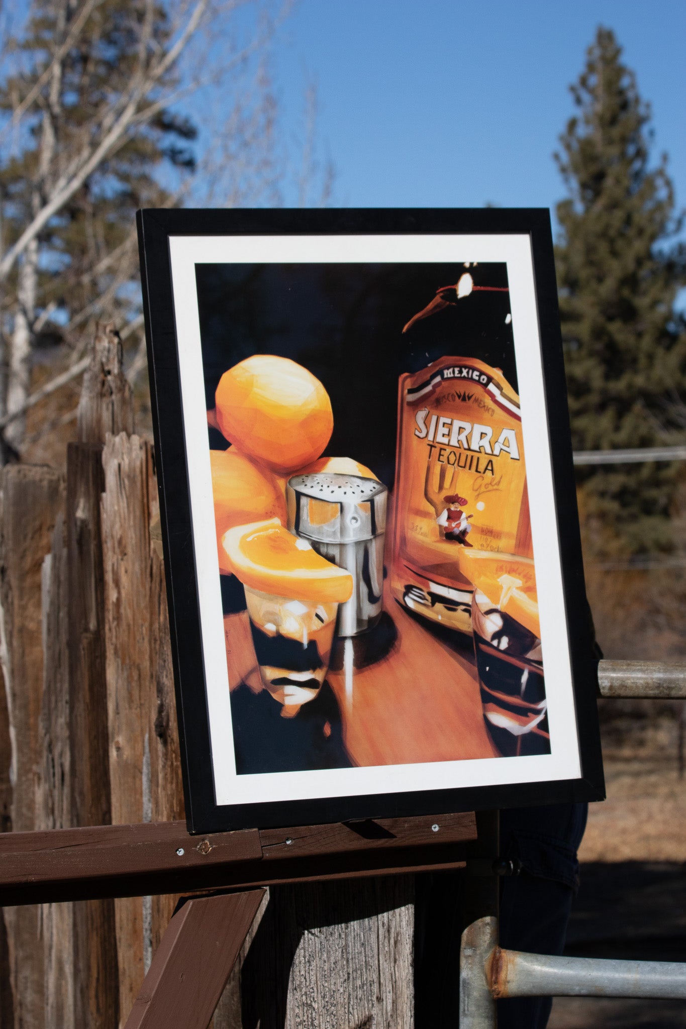 Sierra Tequila Mexico Framed Art Piece featuring the Sierra Tequila, Shot Glasses, & Lemons