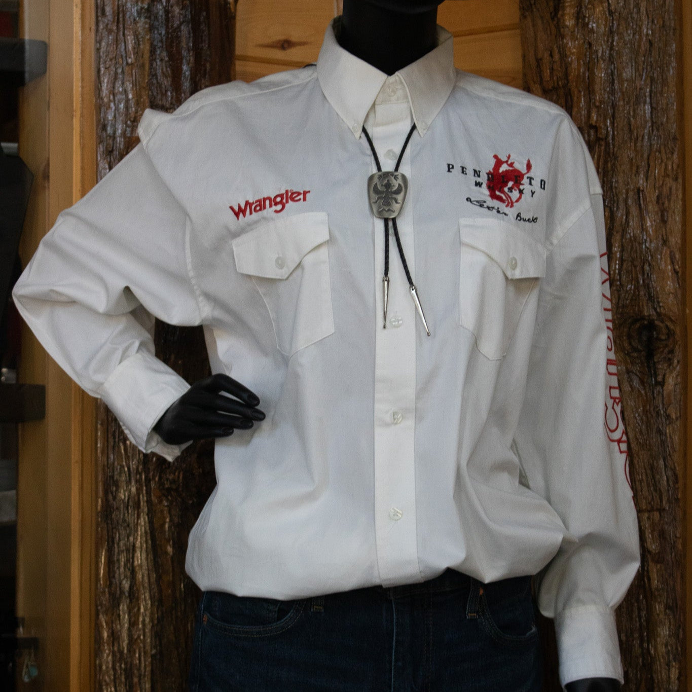 Wrangler Pendleton Whisky Cowboy Rodeo Button Down Long Sleeve Shirt Size L