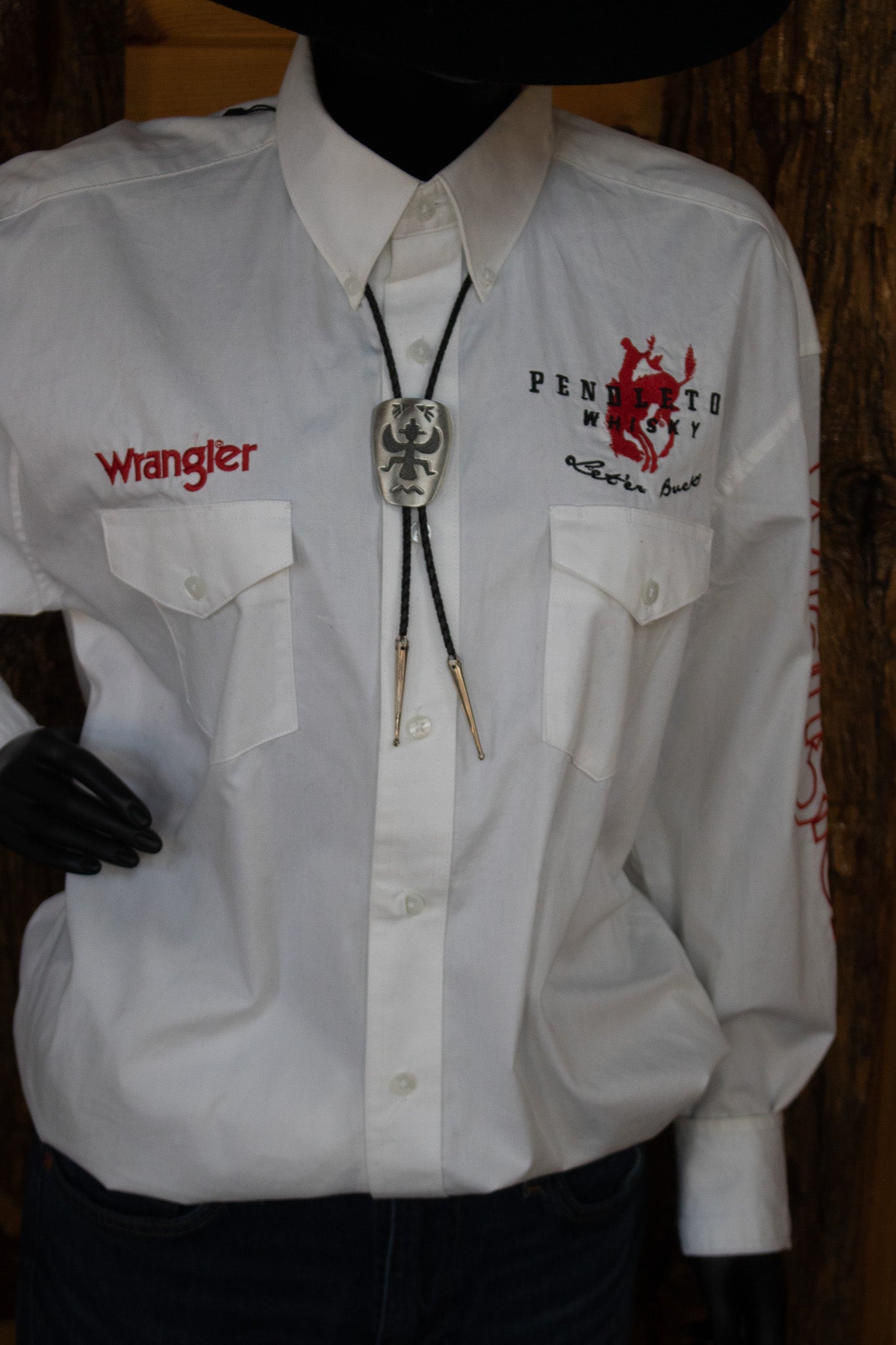 Wrangler Pendleton Whisky Cowboy Rodeo Button Down Long Sleeve Shirt Size L