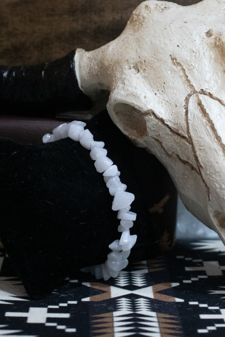 White Quartz Stone Stretchy Bracelet