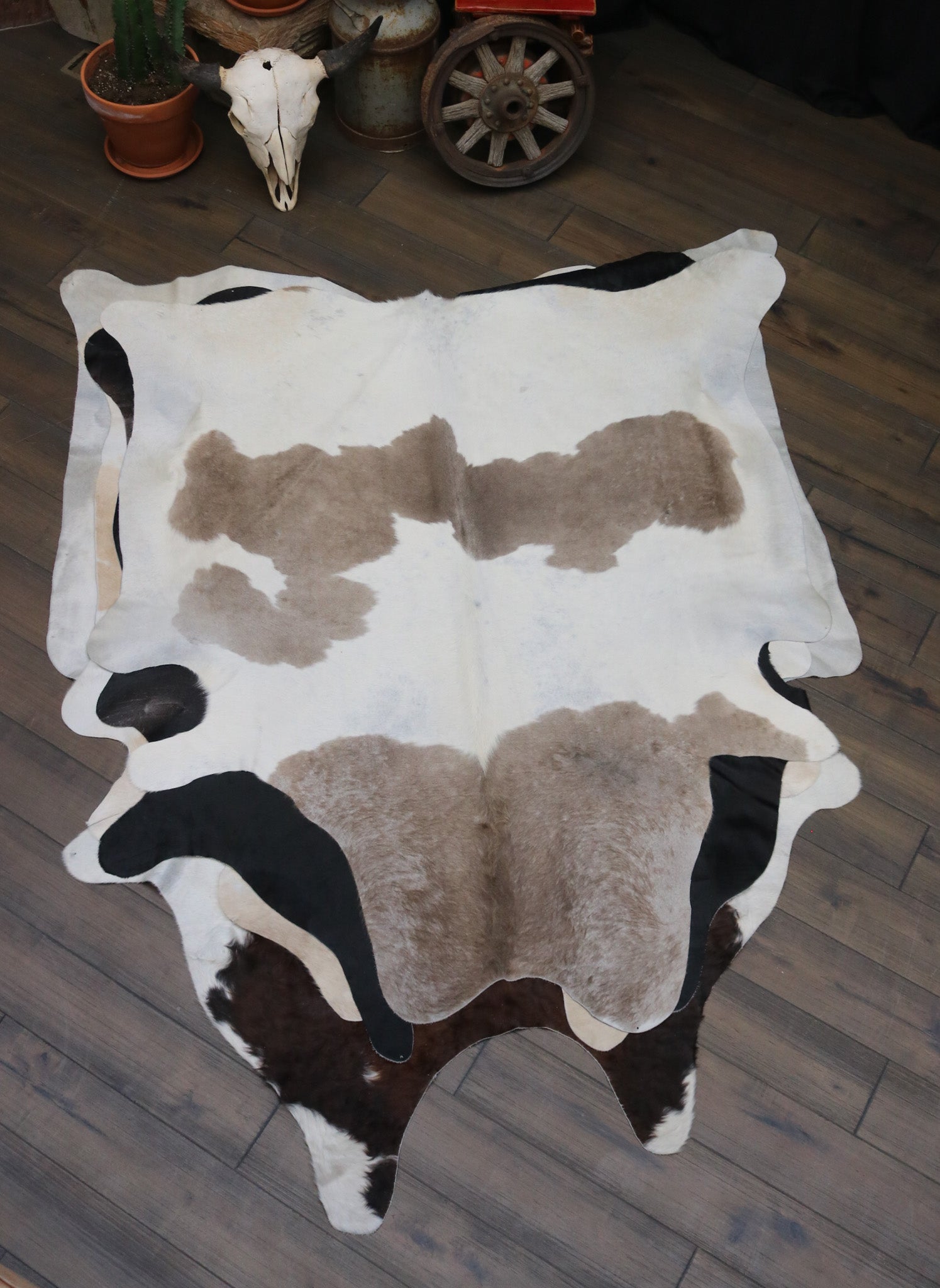 Beautiful Beige and White Cowhide Handmade in Brazil