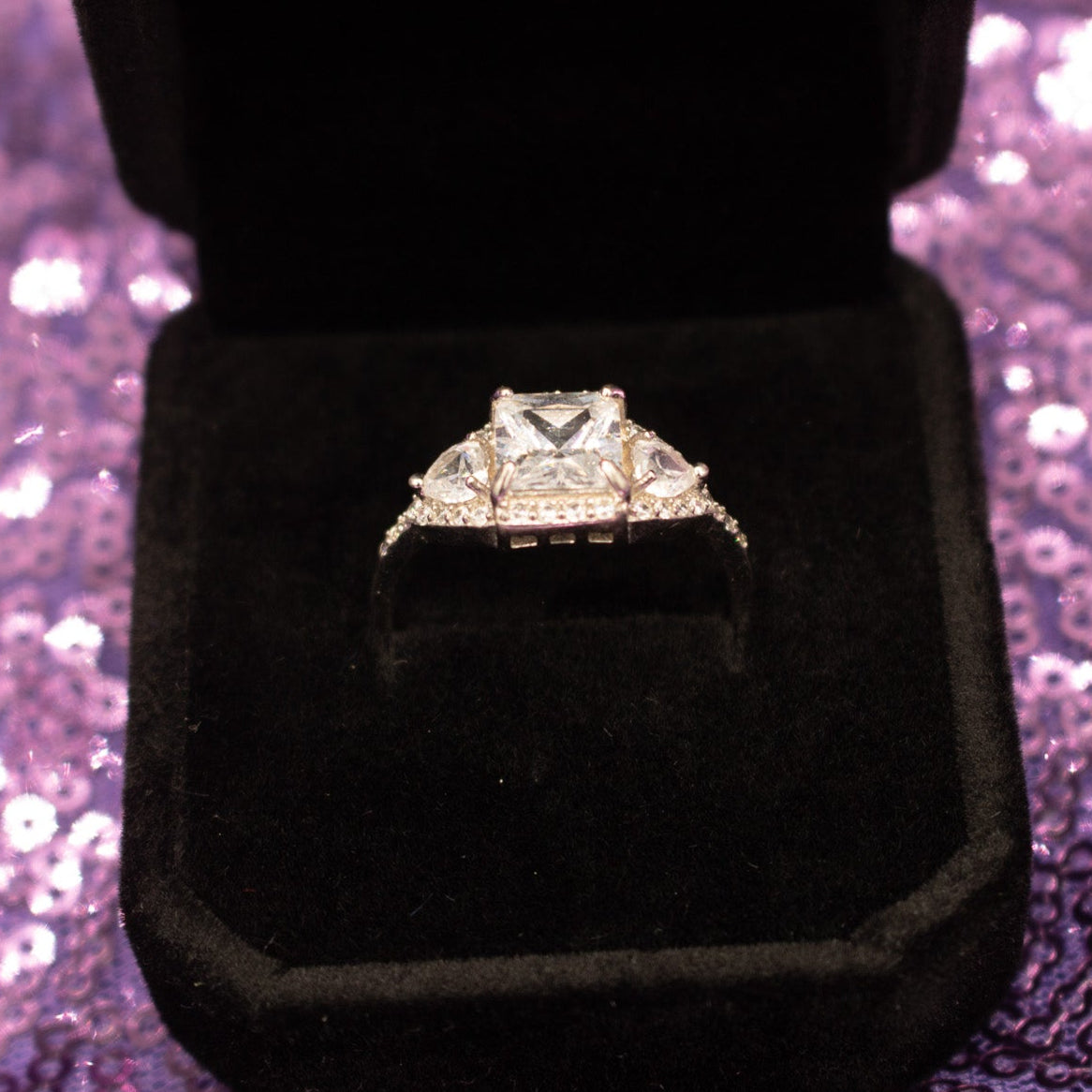 Princess Cut Cubic Zirconia Silver Ring