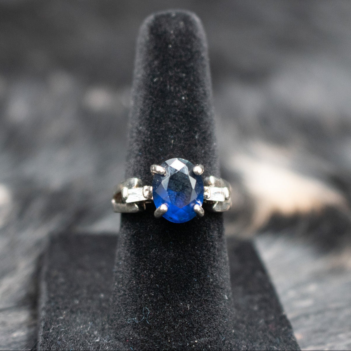 Sterling Silver and Blue Sapphire Ring Size 6