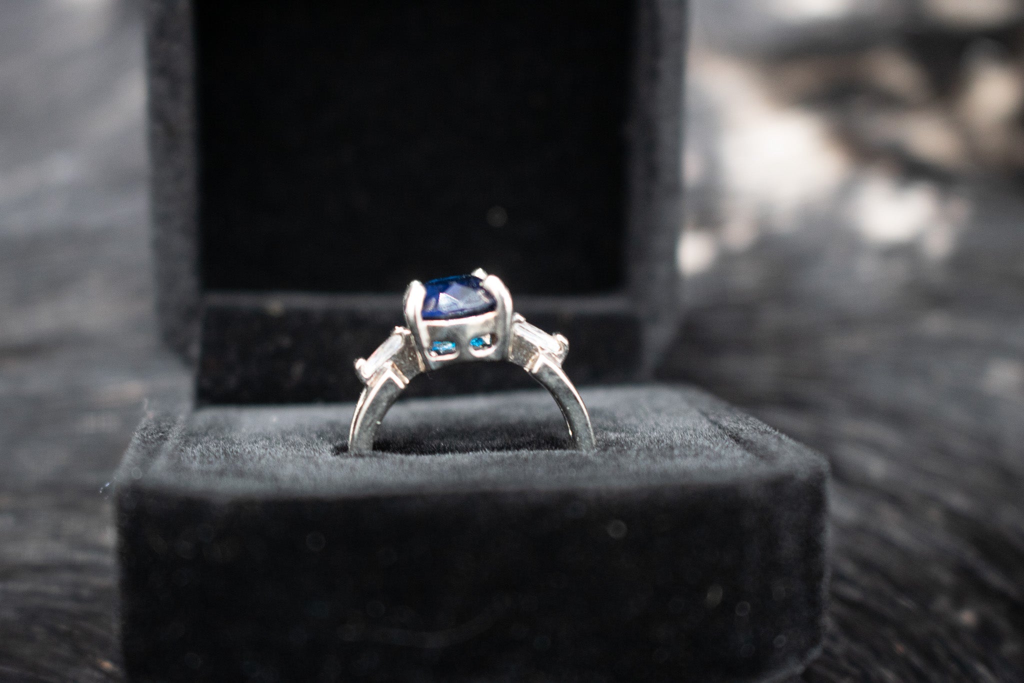Sterling Silver and Blue Sapphire Ring Size 6