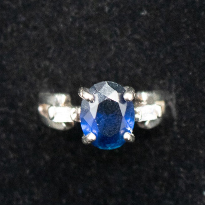 Sterling Silver and Blue Sapphire Ring Size 6