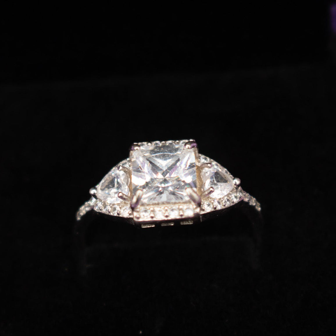 Princess Cut Cubic Zirconia Silver Ring