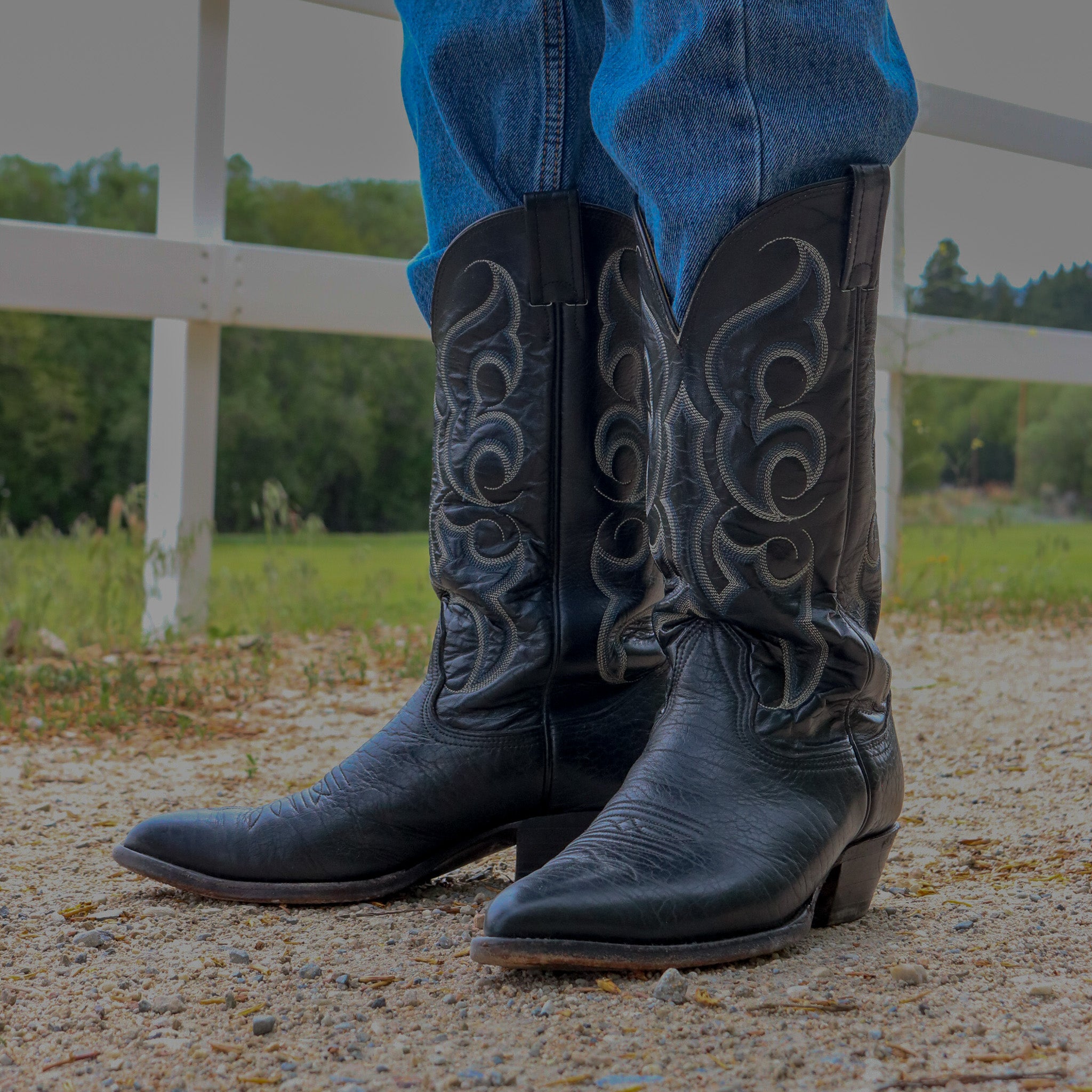 Nocona Black Leather Cowboy Boots