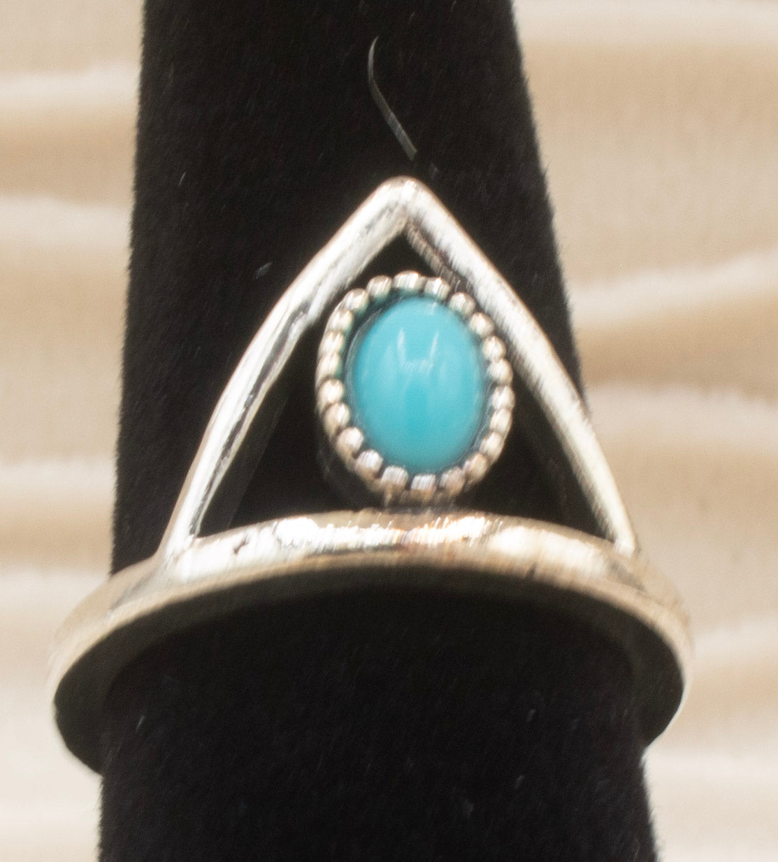 Silver Tone Marquise Faux Turquoise Ring Size 5