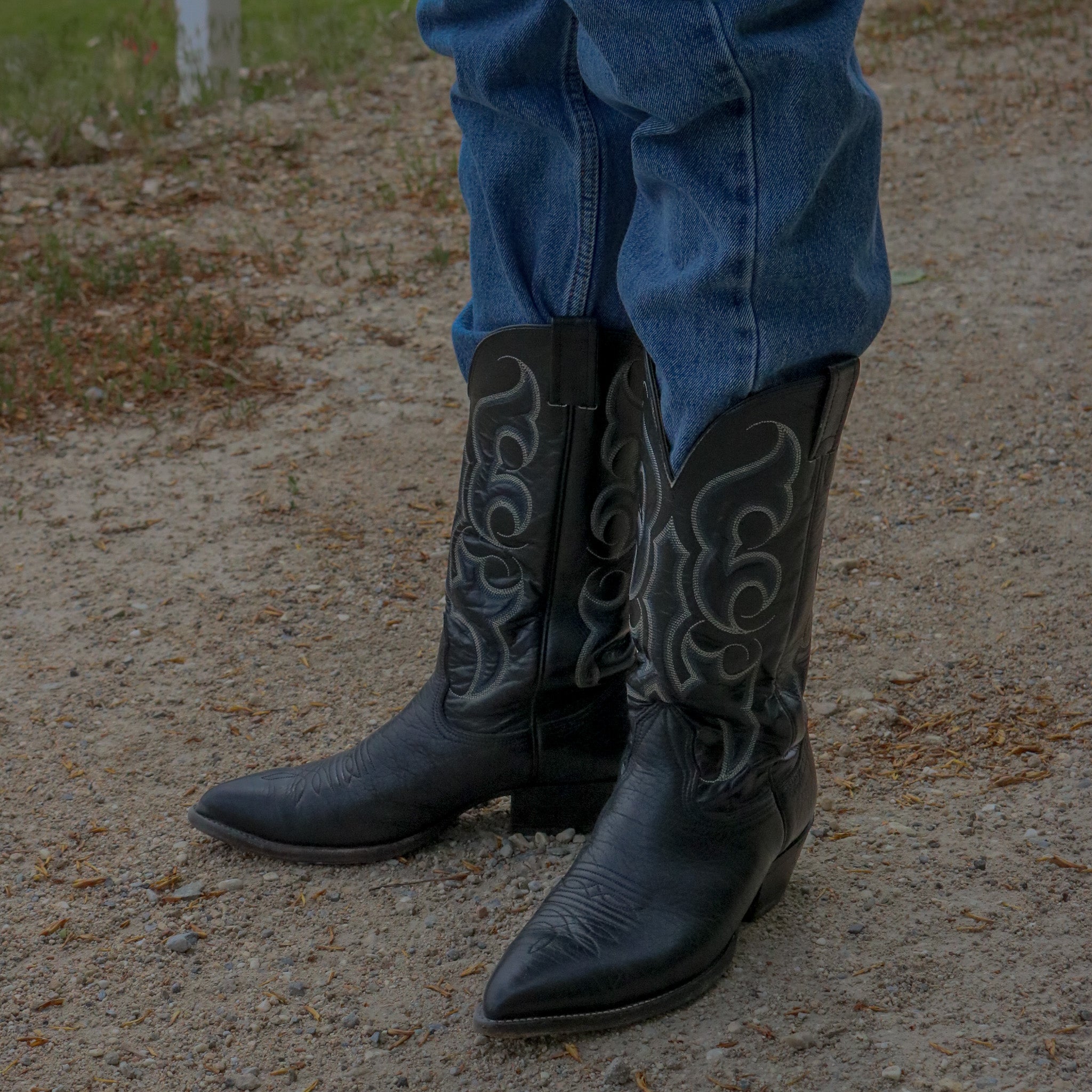 Nocona Black Leather Cowboy Boots