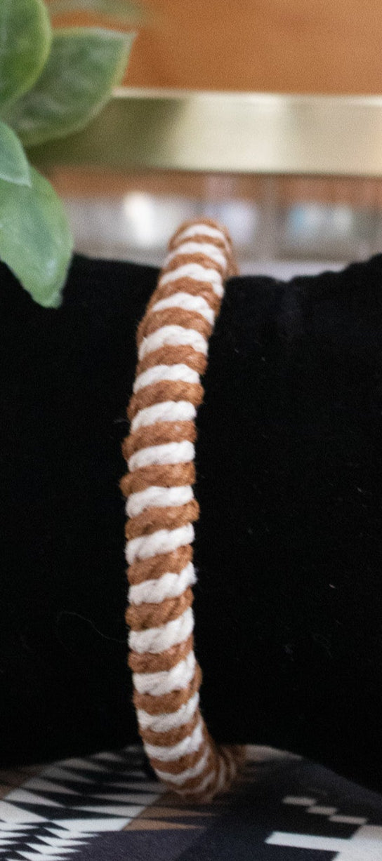 Brown and Cream-Colored Jute Cord Adjustable Bracelet