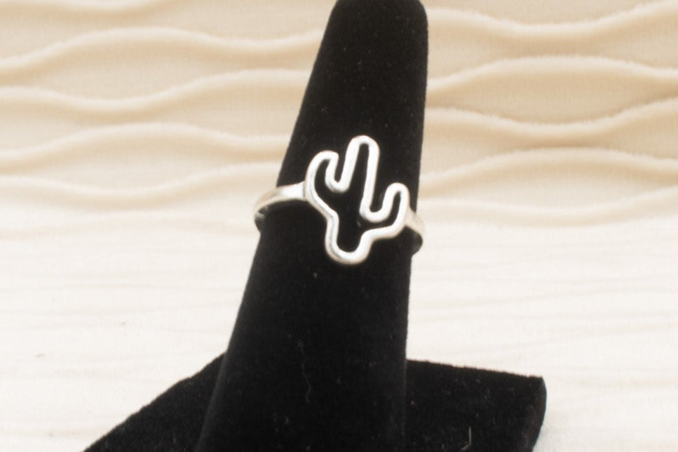 Silver Tone Cactus Ring Size 4.5