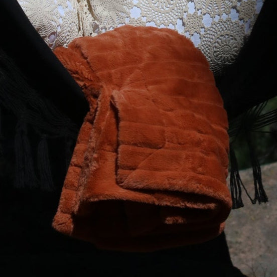 Rachel Zoe Double-Sided Faux Fur Throw Burgundy 50” x 60”