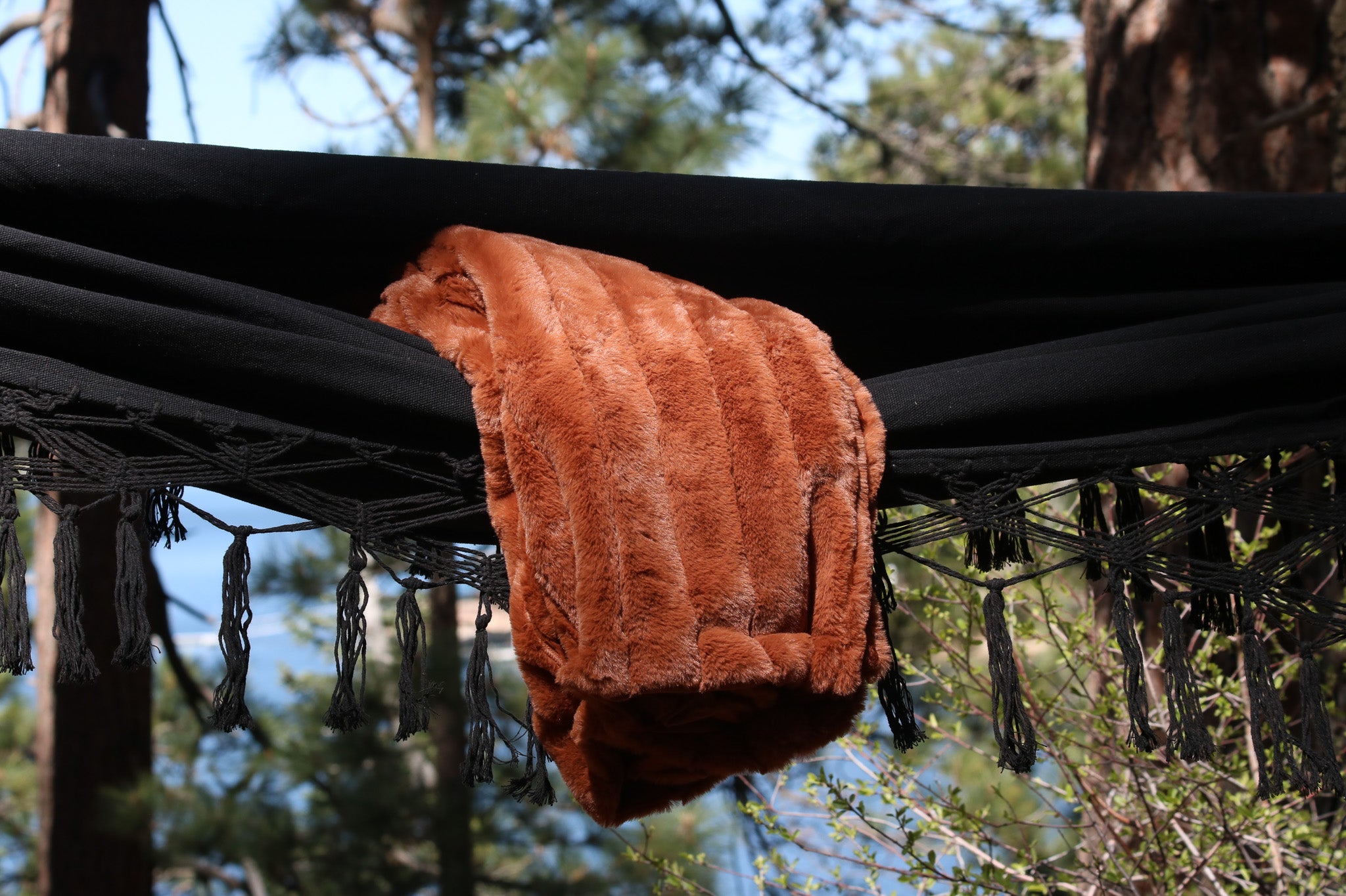 DKNY Wide Stripe Faux Fur Throw Soft Brown Blanket 50” x 70” for Ultimate Warmth and Style