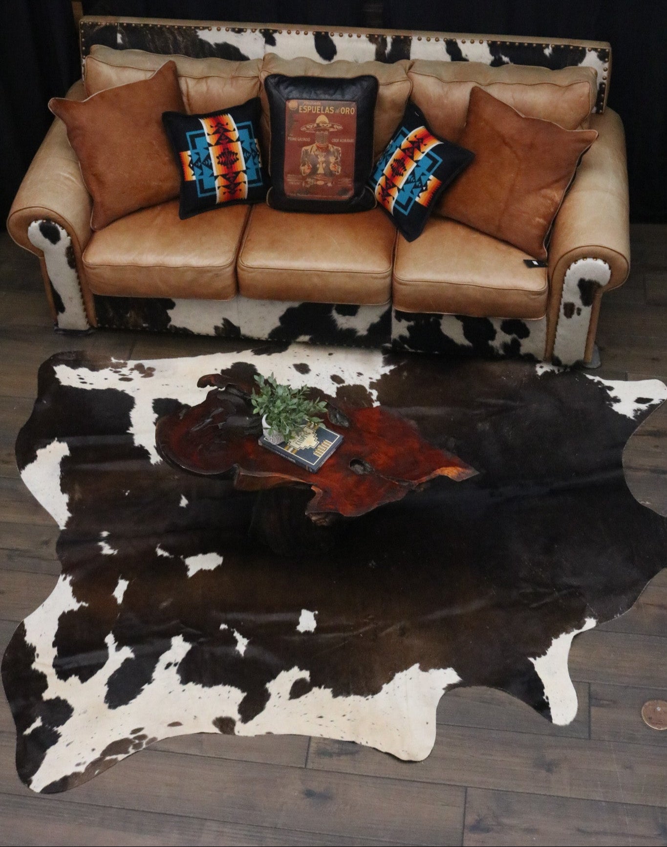 Distinctive Brown and White Cowhide Handcrafted in Brazil
