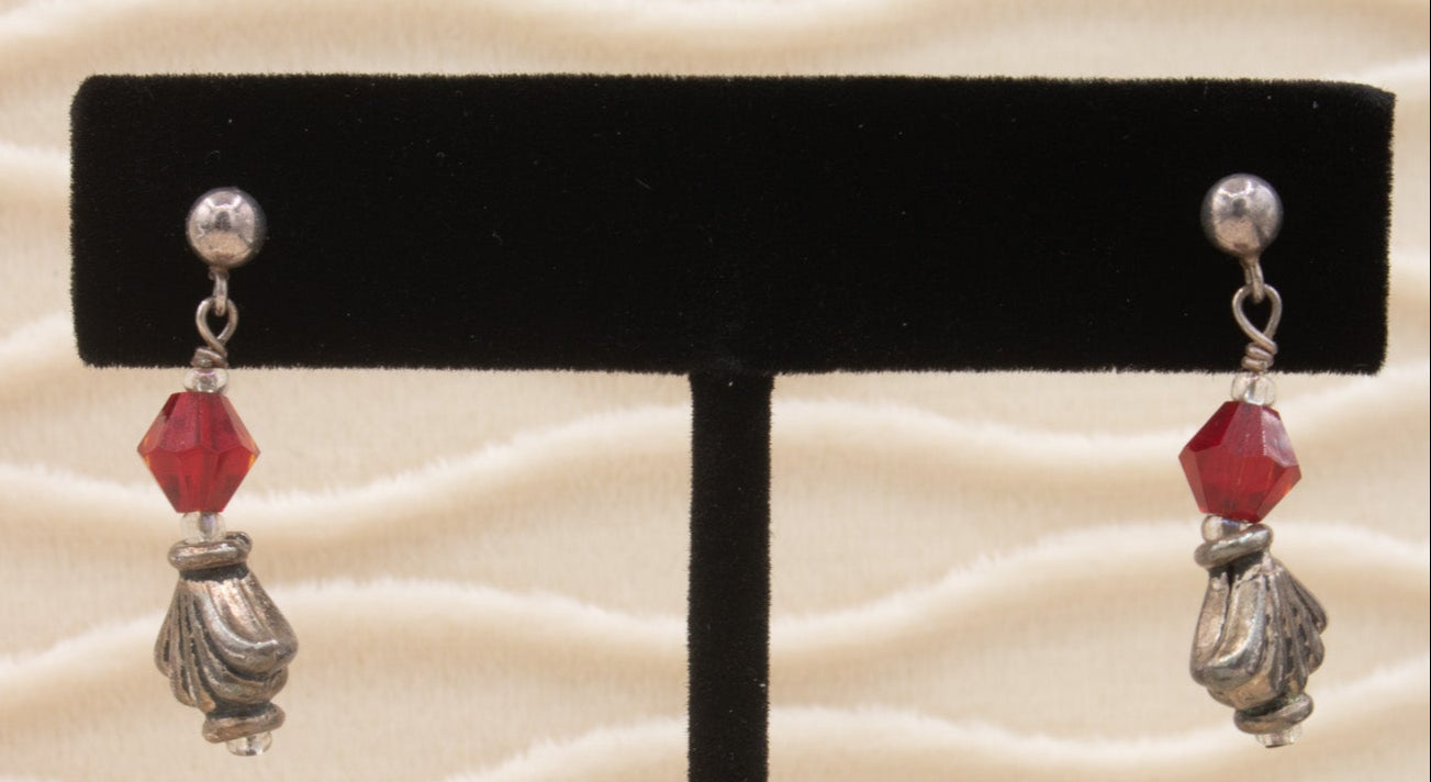 Red Jewel Dangle Earrings