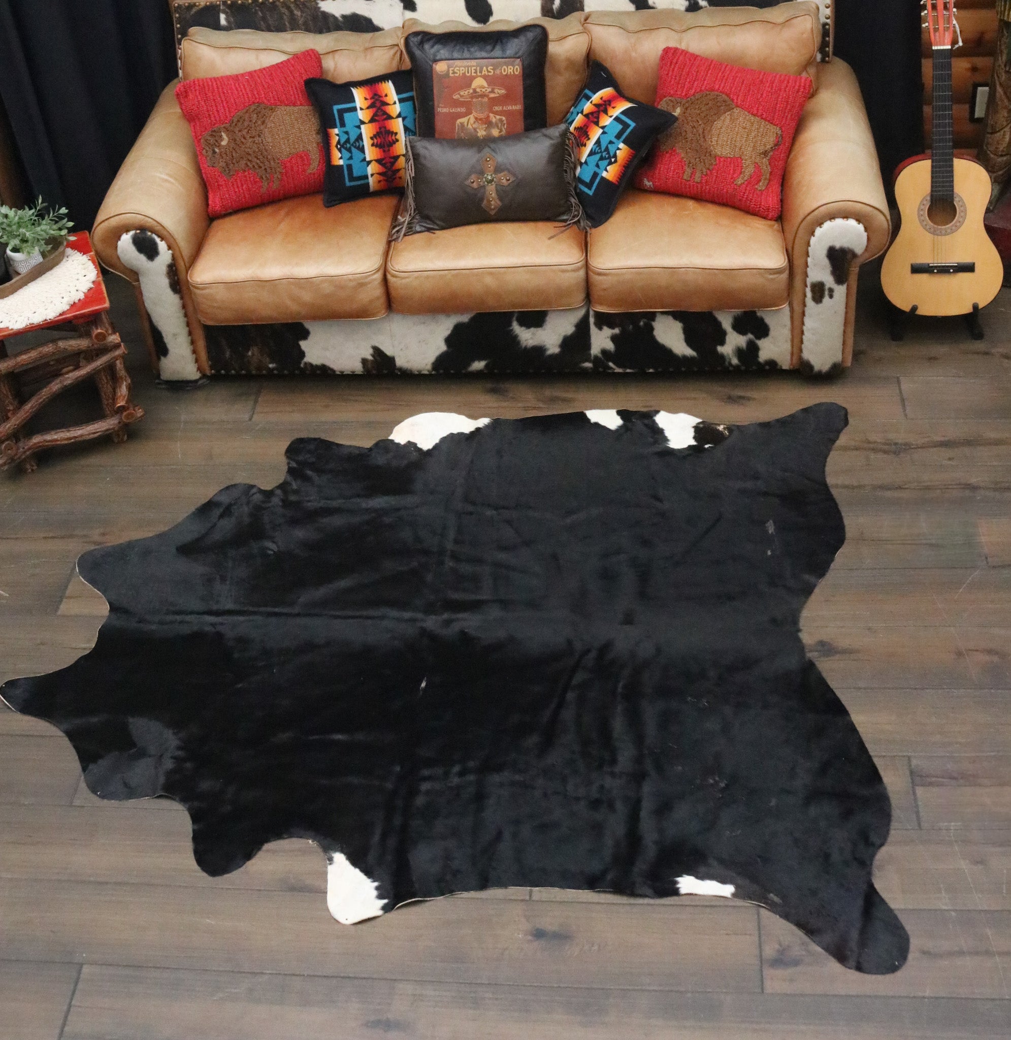 Vivid Black Cowhide Handmade in Brazil