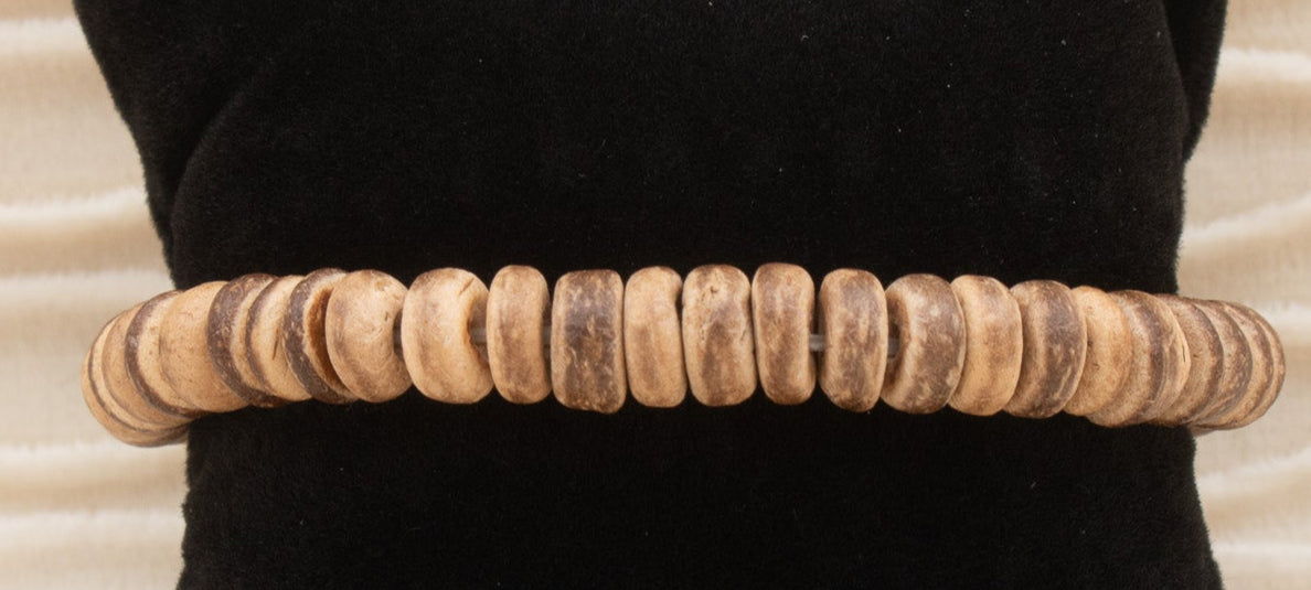 Brown Wooden Bead Stretchy Bracelet