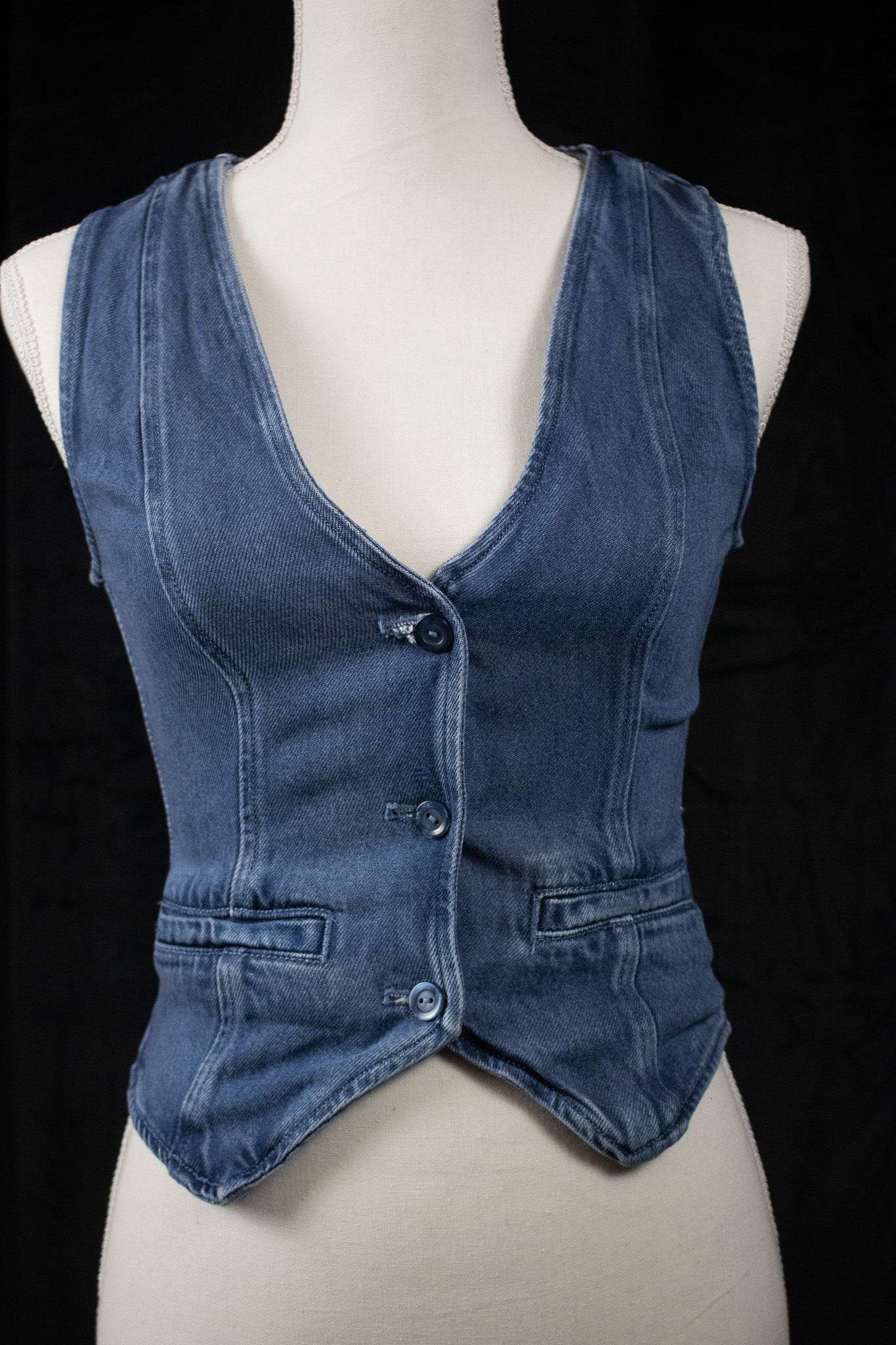 Young Fabulous & Broke Extra Small Denim Button-Up Vest Top