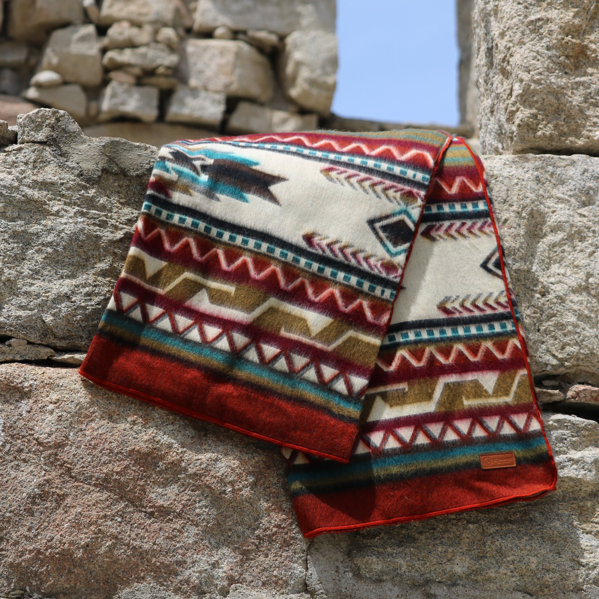 Antisana Earth Reversible Southwestern Blanket Queen Size Handwoven in Ecuador