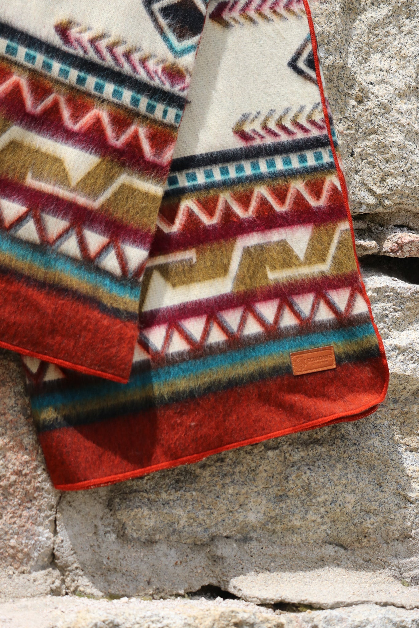 Antisana Earth Reversible Southwestern Blanket Queen Size Handwoven in Ecuador