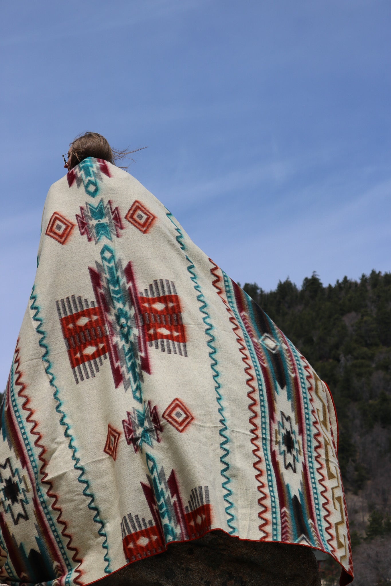 Antisana Earth Reversible Southwestern Blanket Queen Size Handwoven in Ecuador