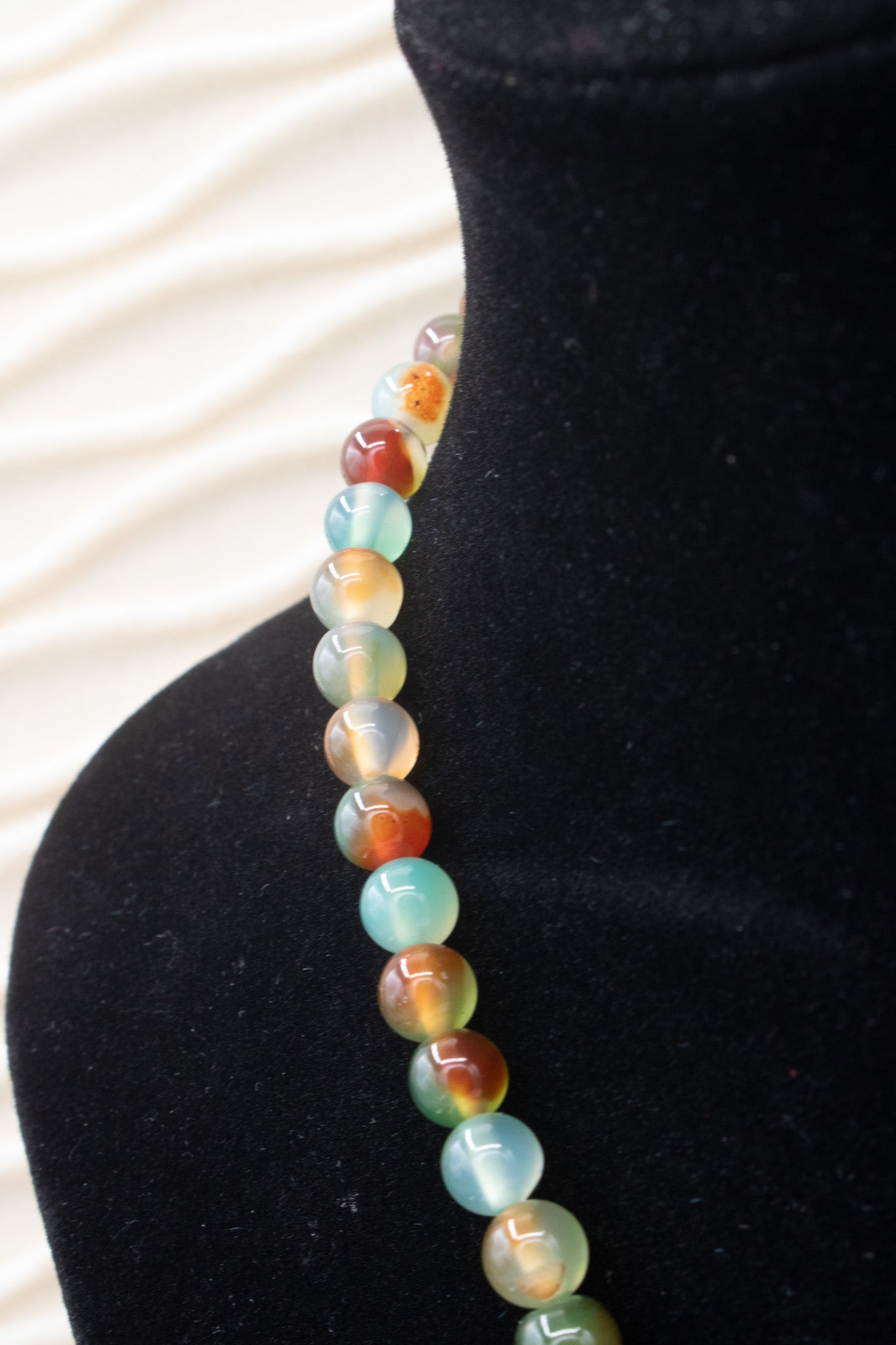 Round Green Brown Blue & Grey Multicolored Stones Necklace