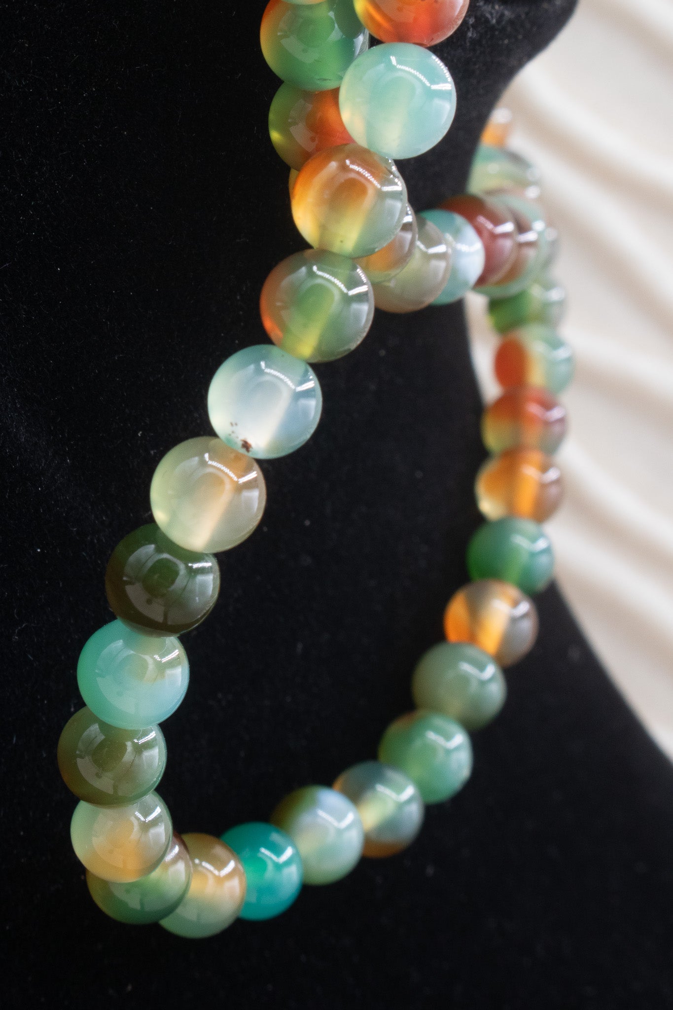 Round Green Brown Blue & Grey Multicolored Stones Necklace