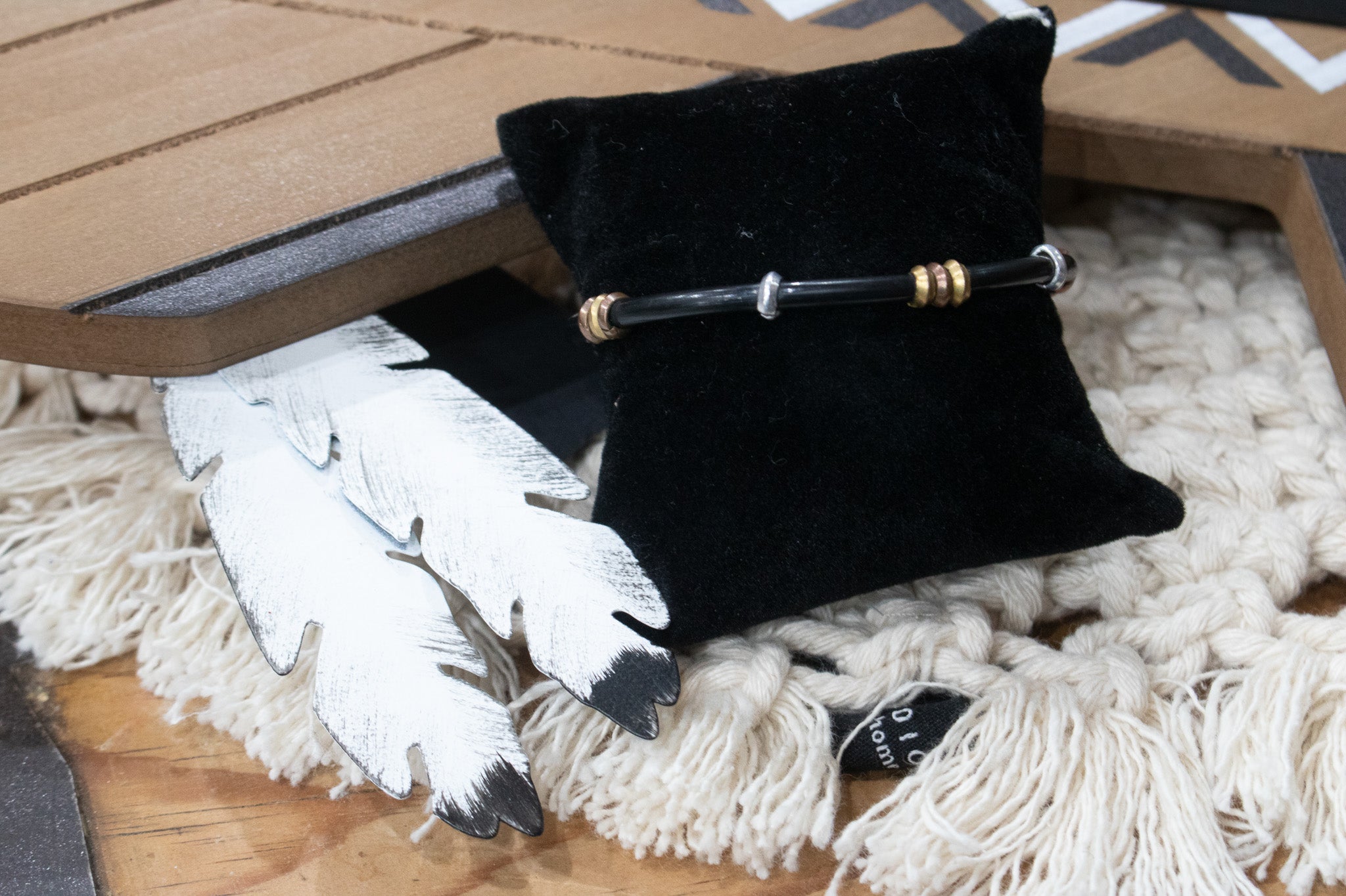 Black plastic Band with Danty Bead Accents