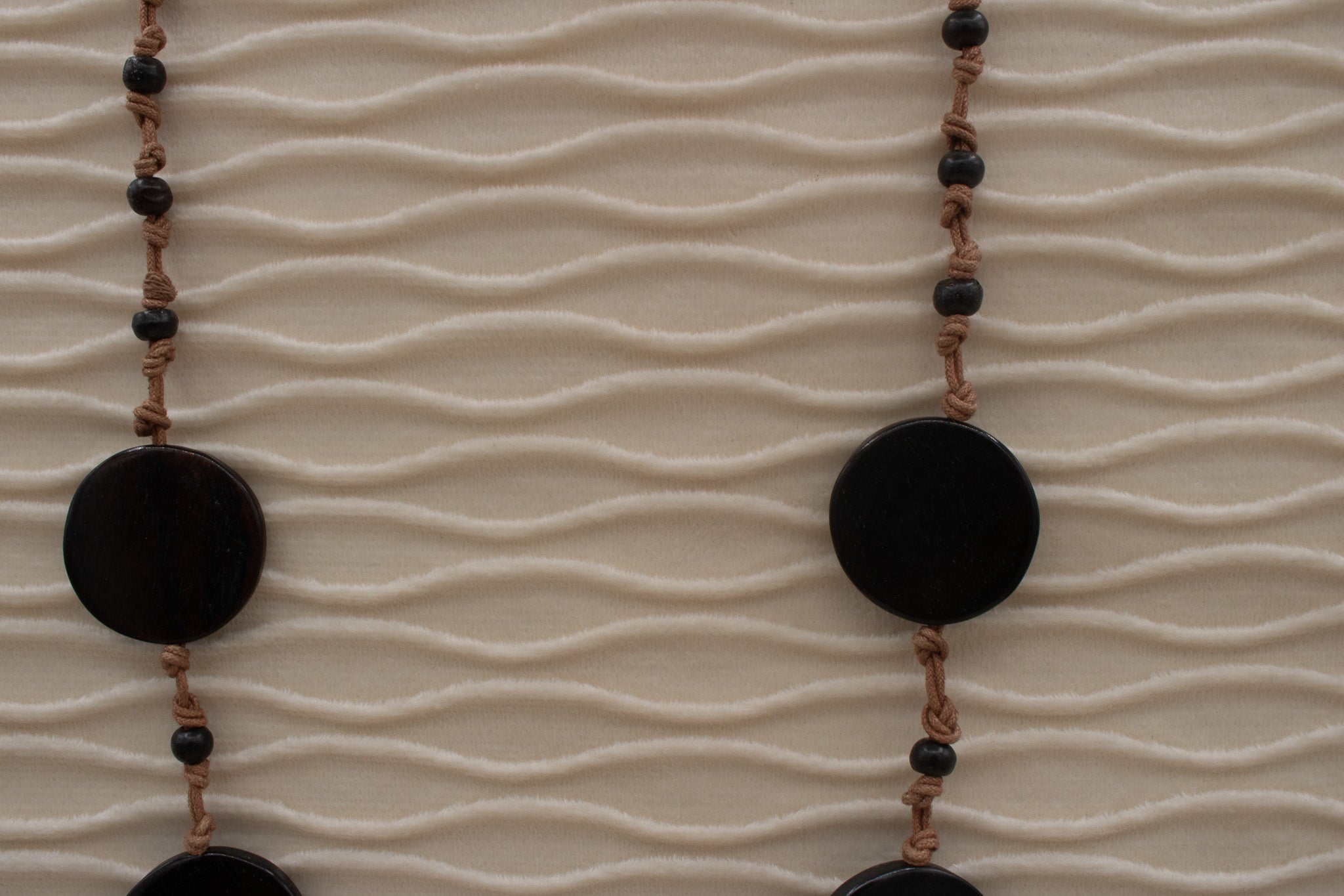 Brown Flat Round Bead Hand-Tied Cord Necklace