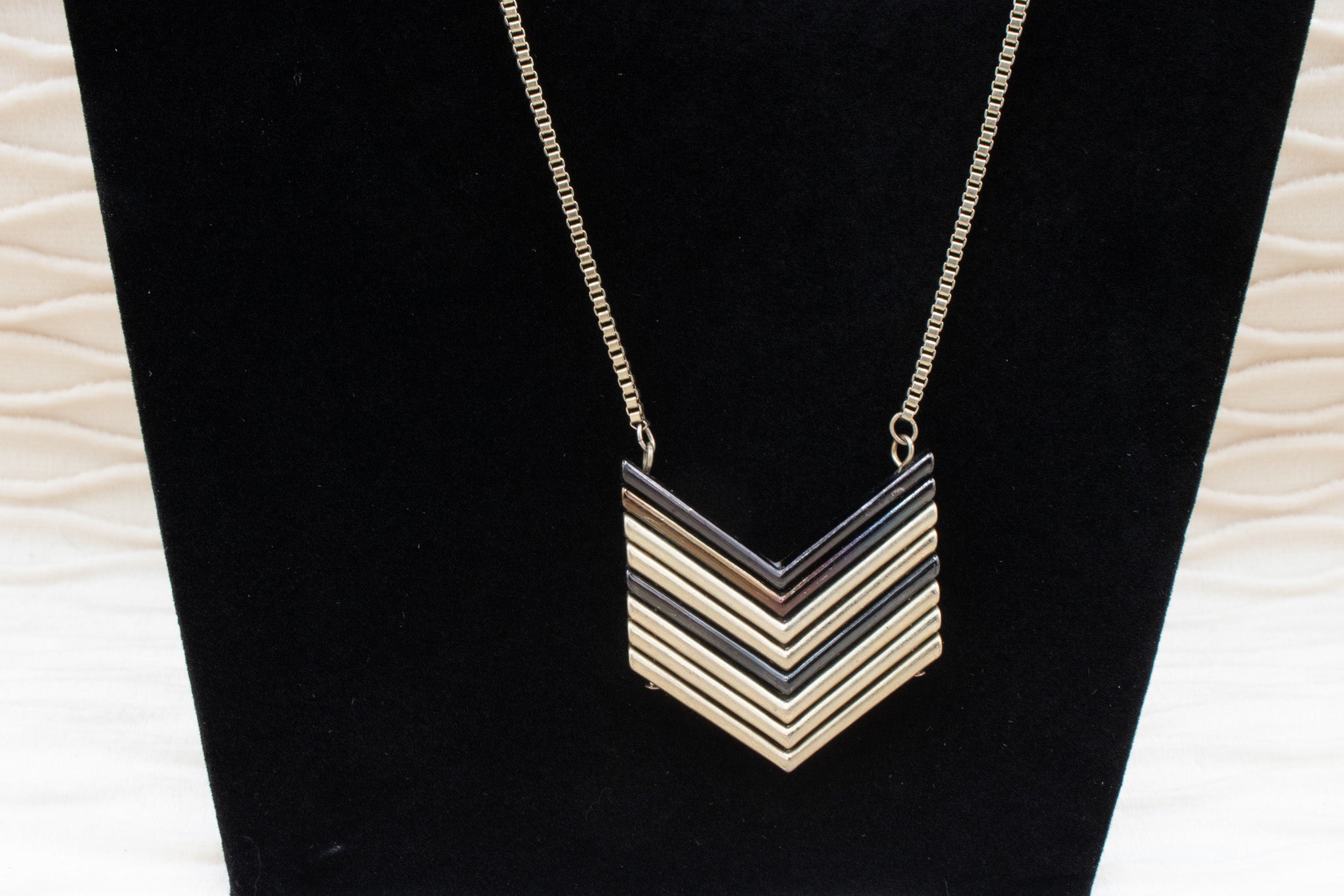 15" Long Gold Chain with Attached V Charm