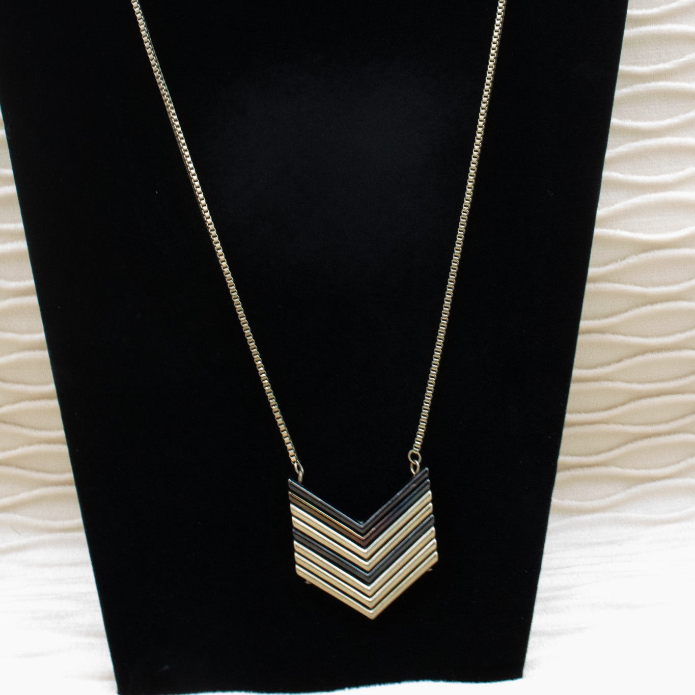 15" Long Gold Chain with Attached V Charm