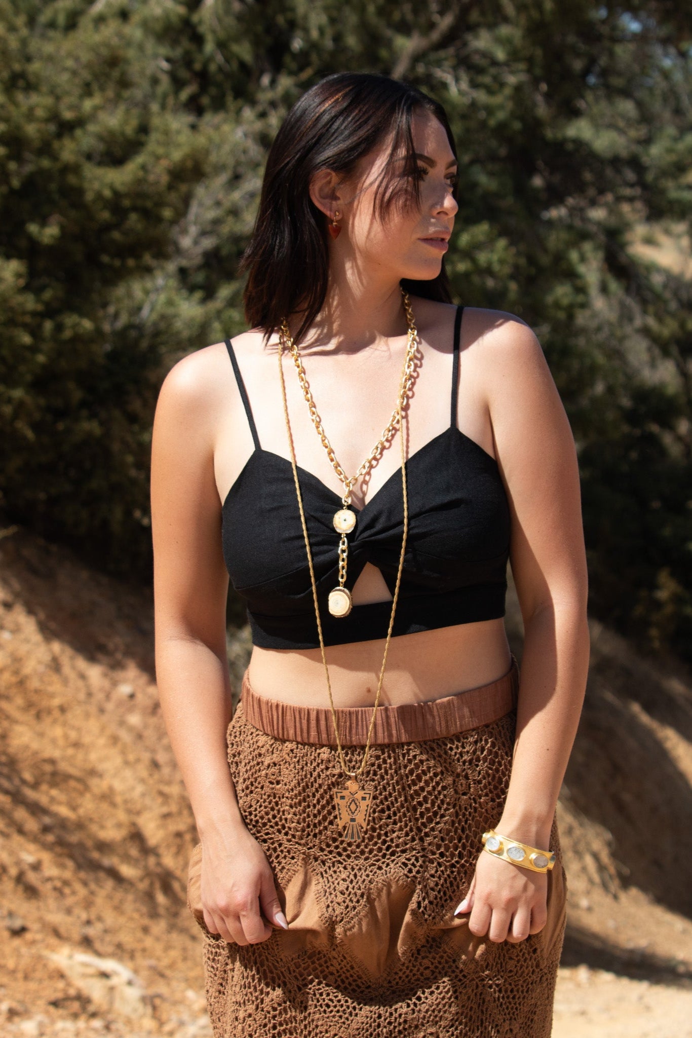 Solid Copper Thunderbird Charm Necklace